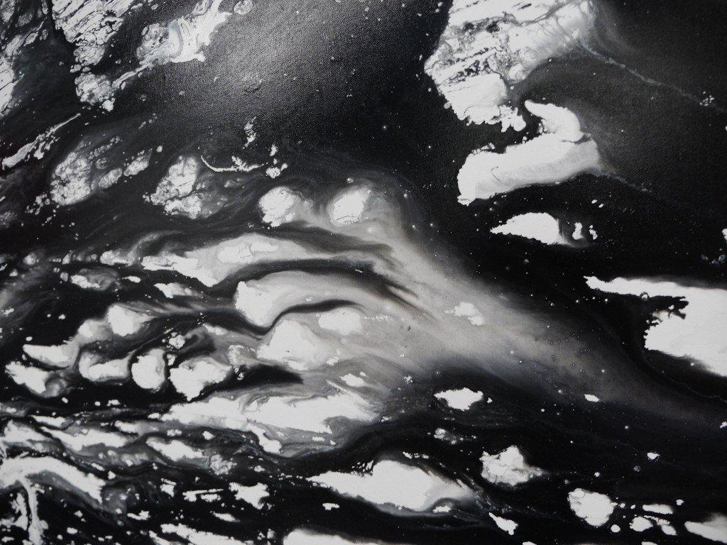 Black and White Abstract Marble Painting - 190cm x 100cm Modern Canvas Wall Art for Living Room, Bedroom & Office Decor