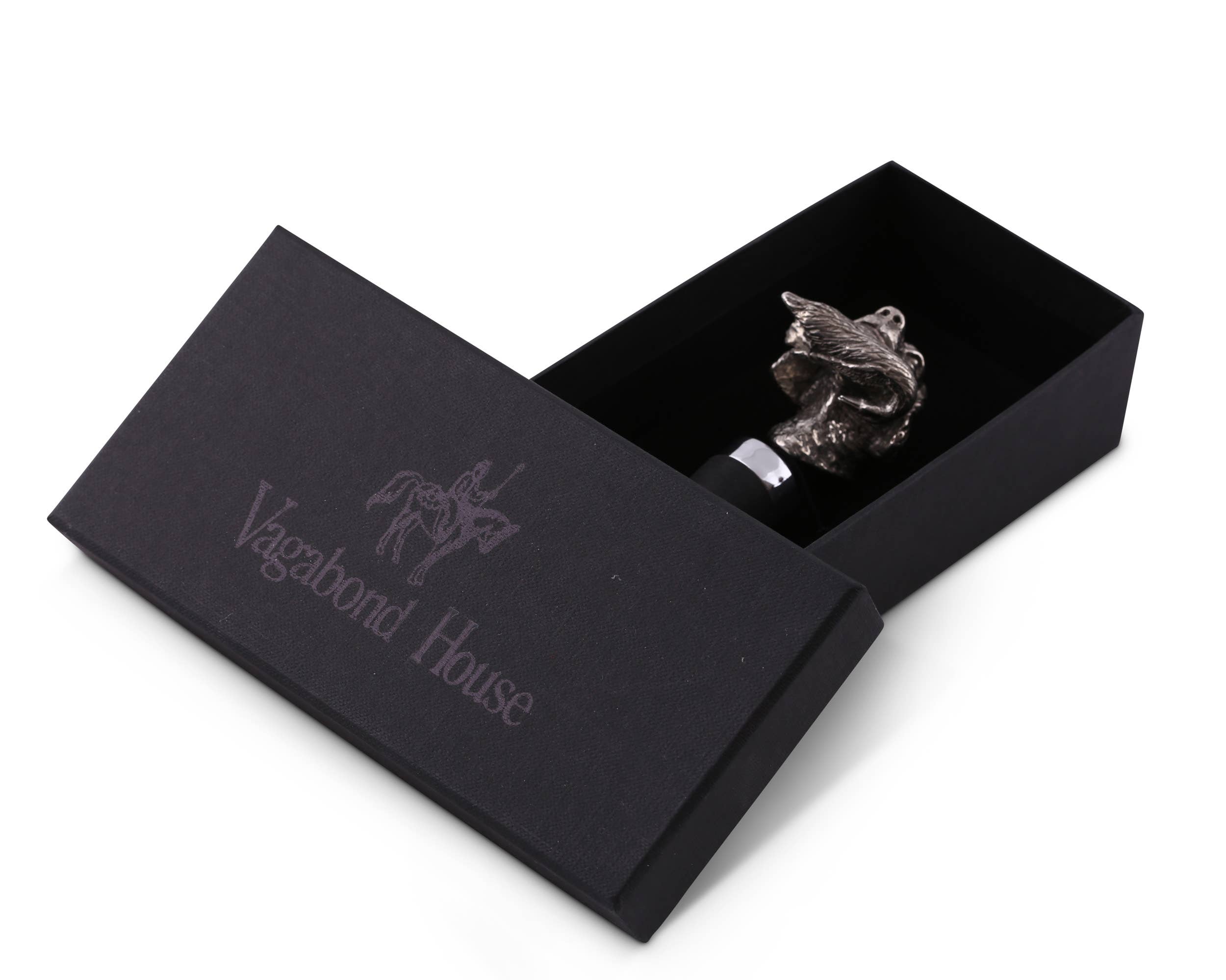 Labrador Retriever & Duck Design Pewter Bottle Stopper - Elegant Wine Decanter Accessory for Home Bar, Gift for Dog Lovers & Wine Enthusiasts