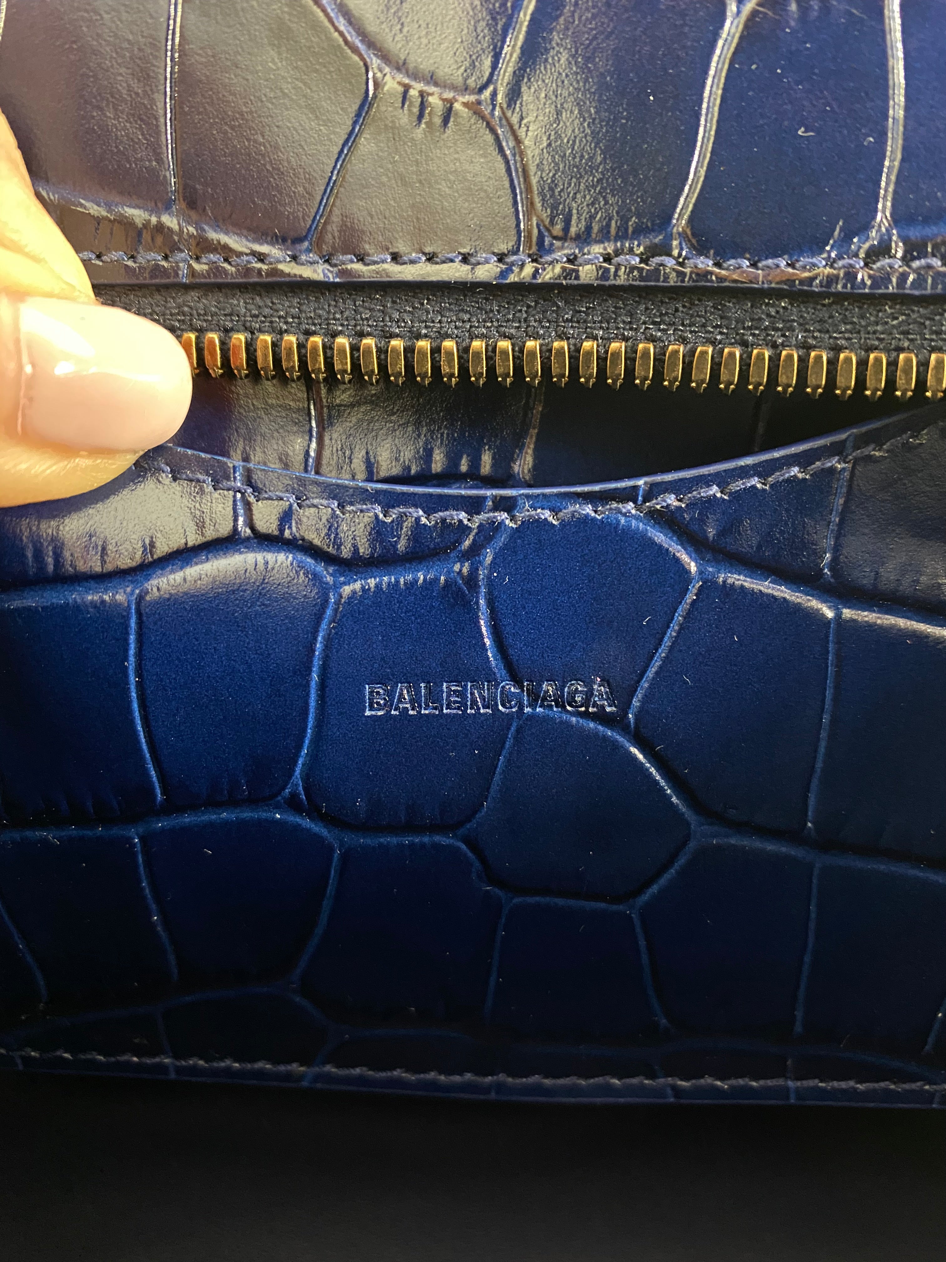 Balenciaga Navy Neo Classic Mini Bag - Crocodile Embossed Leather Crossbody Bag for Women | Perfect for Parties, Date Nights & Everyday Use