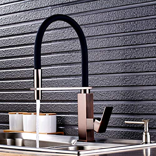 OMOONS Oil Rubbed Bronze Single Handle Pull Down Kitchen Faucet with Hose - Commercial Grade Bar & Farmhouse Sink Tap for Modern Kitchens, Restaurants & Outdoor Use