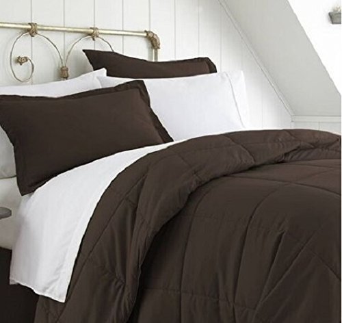 iEnjoy Home Bed in a Bag - California King Size Chocolate Brown Comforter Set with Sheets & Pillowcases - Luxurious Bedding for Master Bedroom or Guest Room