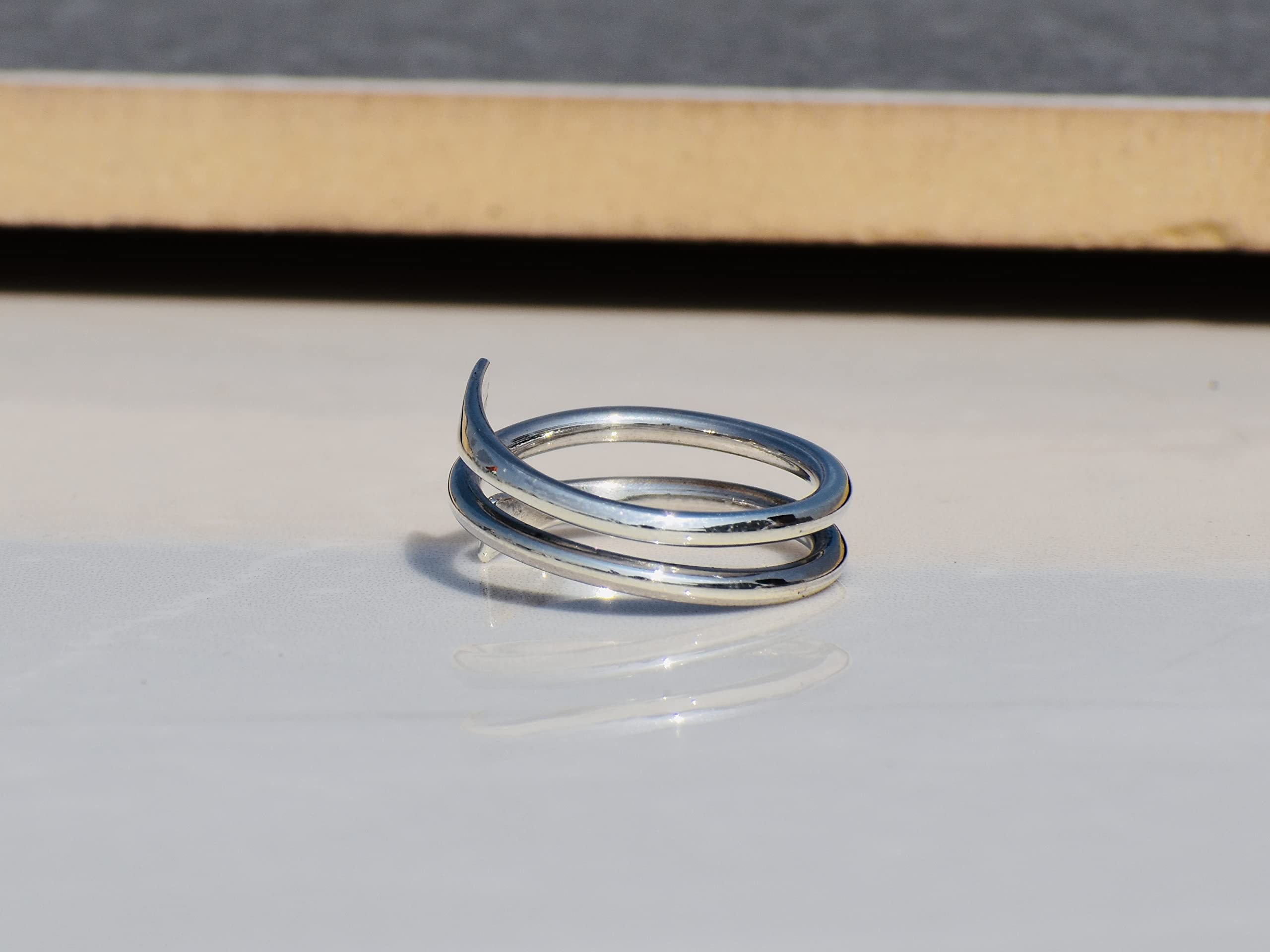Hammered Spiral Adjustable 925 Sterling Silver Minimalist Stacking Wrap Ring - Simple Wire Jewelry Gift for Women - Perfect for Everyday Wear, Layering & Special Occasions