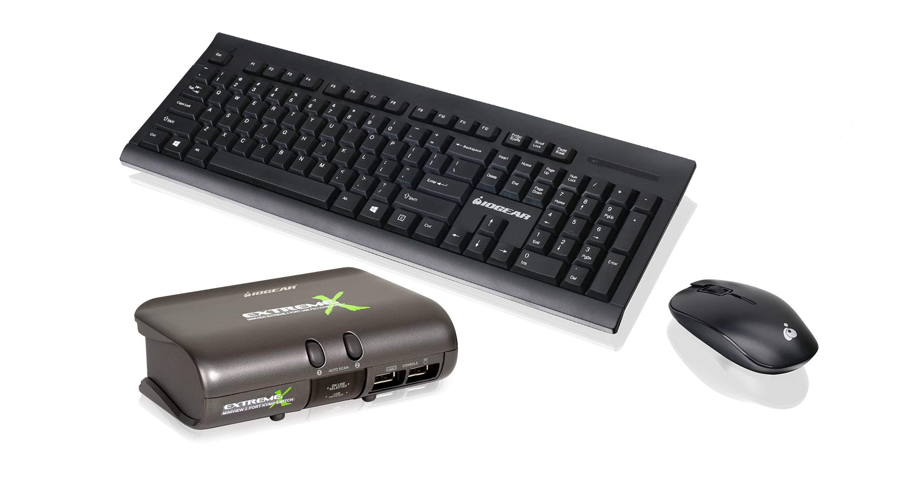 IOGEAR GCS1732-KM1 2-Port KVMP Switch with Long Range Wireless Keyboard & Mouse - Perfect for Multi-Computer Control in Home Office & Media Center Setups