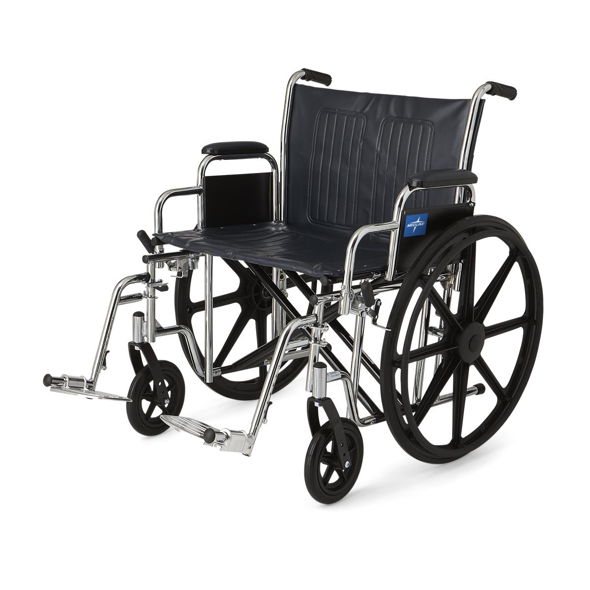 Excel Extra Wide Wheelchair with Removable Desk-Length Arms (24 Inch) - Ideal for Home, Office, and Hospital Use - Comfortable Mobility Solution for Daily Activities