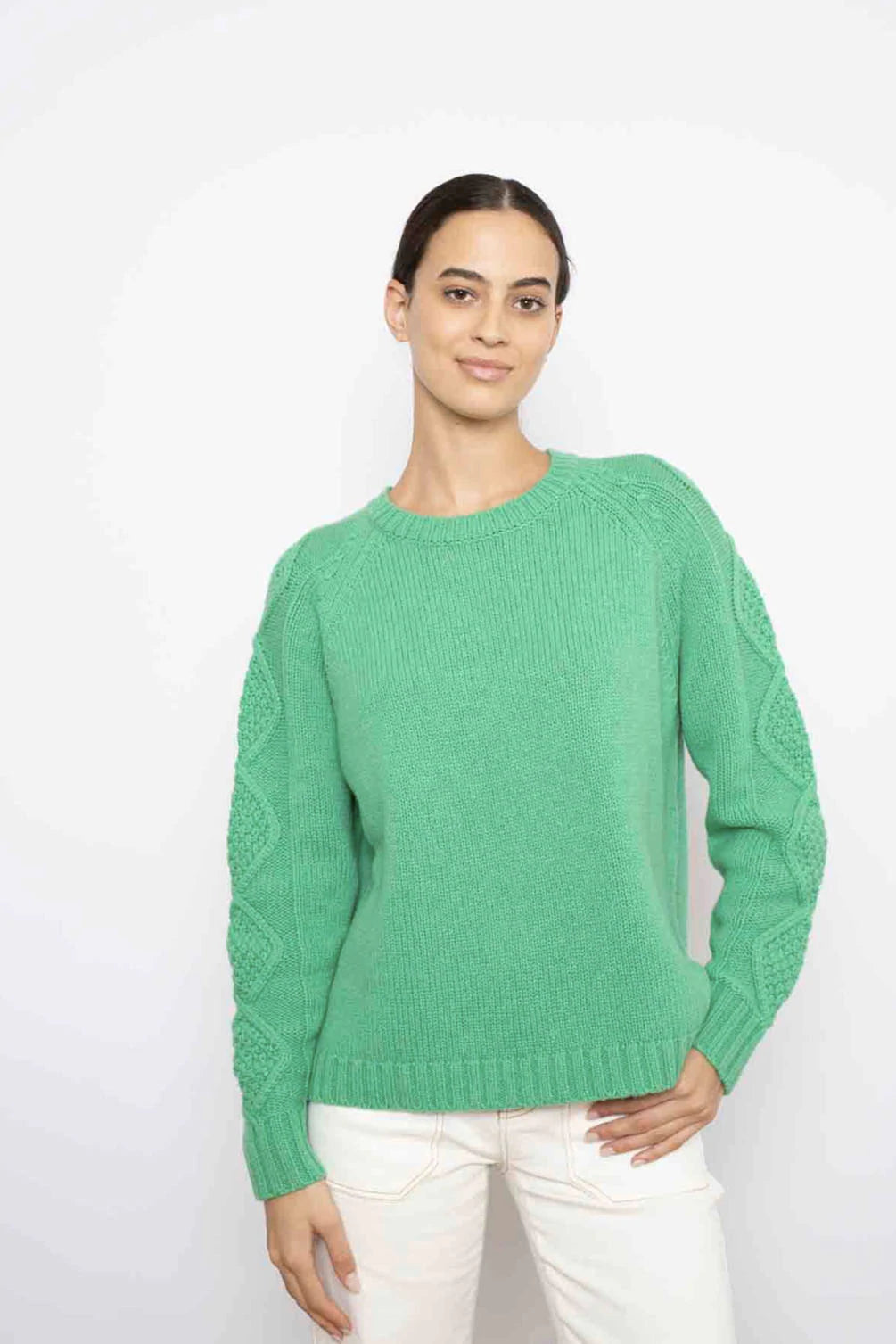 Clifftop Cable Knit Sweater for Women - Cozy Pine Green Pullover for Fall & Winter - Perfect for Casual Outfits, Office Wear, and Outdoor Adventures