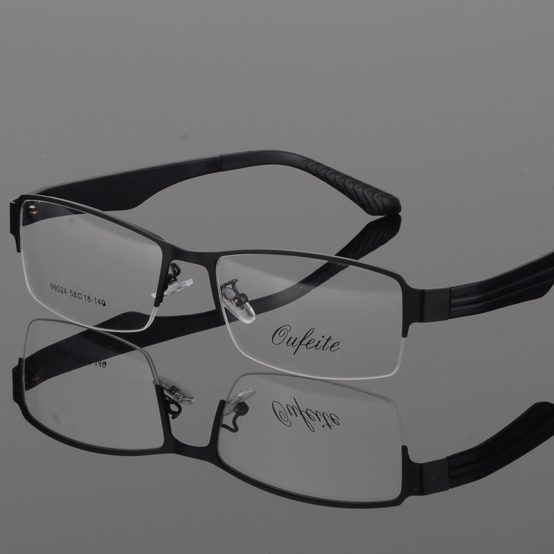 Bclear Men's Eyeglasses - Large Semi-Rimless Square Frame with Alloy Arms for Work, Reading & Driving | Stylish Wide Fit Eyewear for Men