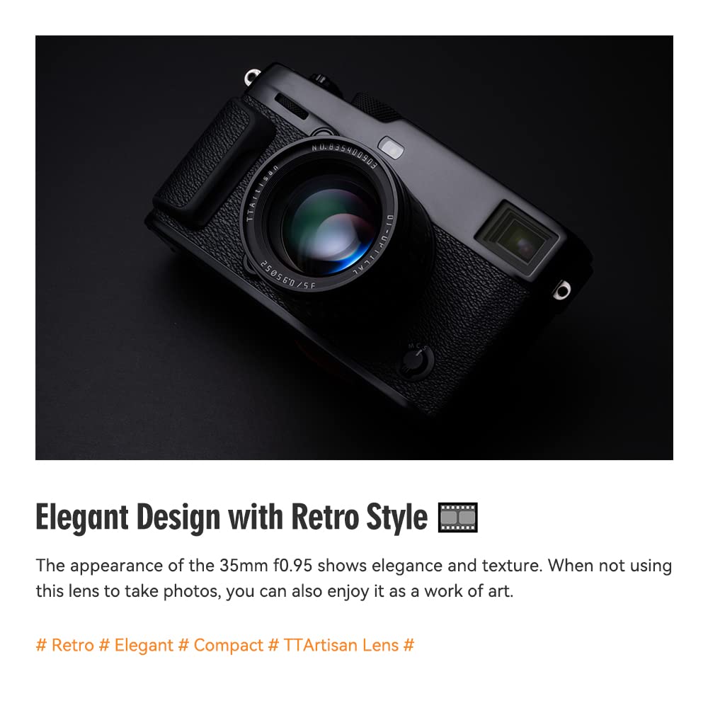 TTArtisan 35mm F0.95 APS-C Large Aperture Manual Focus Lens for Fujifilm X Mount (X-A10, X-A20, X-A3, X-A5) - Perfect for Low Light Photography, Portraits & Street Shooting