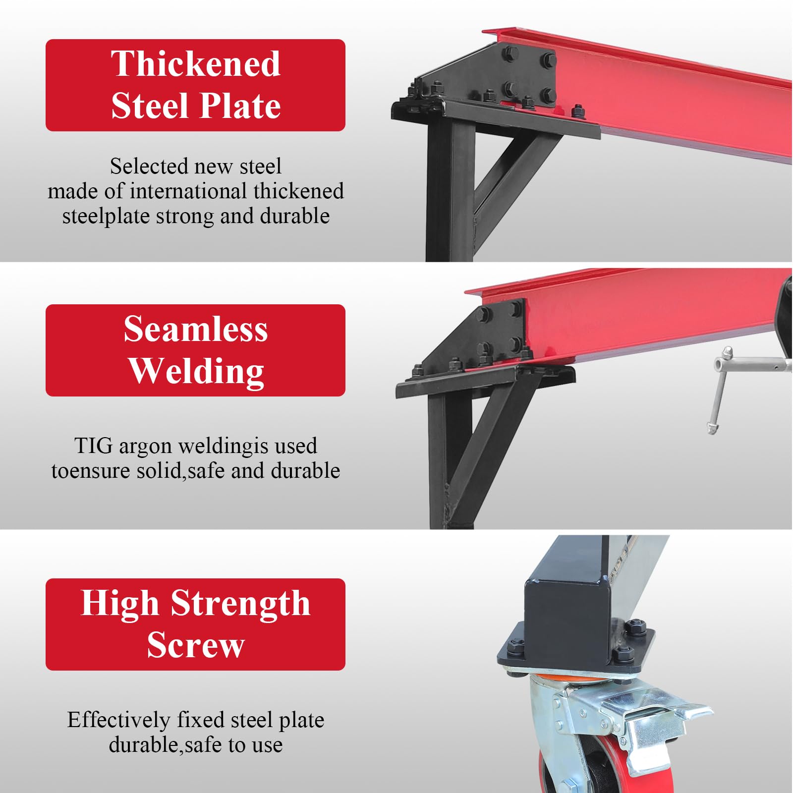 2 Ton Adjustable Gantry Crane - 4400 lbs Capacity Heavy Duty Portable Hoist with 100.4