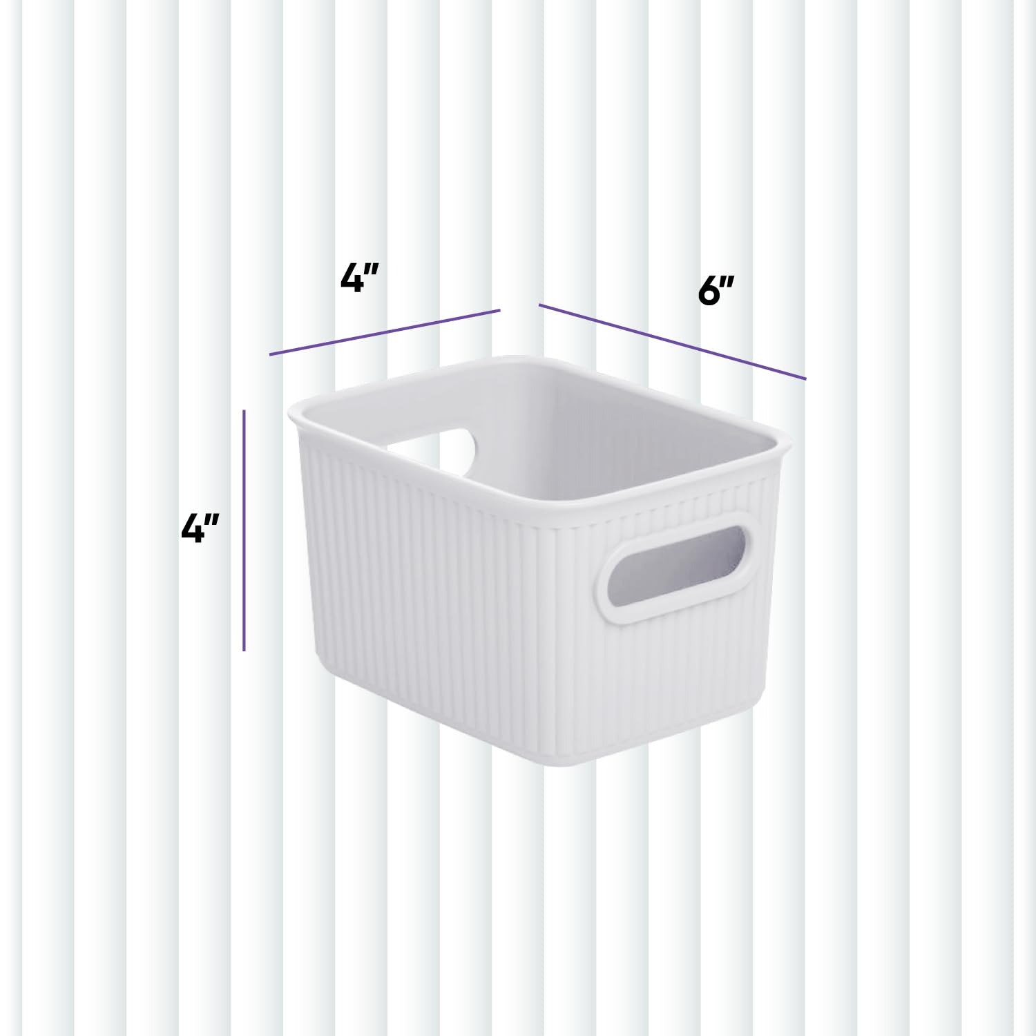Superio Ribbed Collection - Decorative Plastic Open Storage Bins (2-Pack, Small White, 1.5L) | Home Organization Baskets for Closet, Shelf, Drawer & Bathroom | Perfect for Bedroom, Laundry Room & Office Storage Solutions