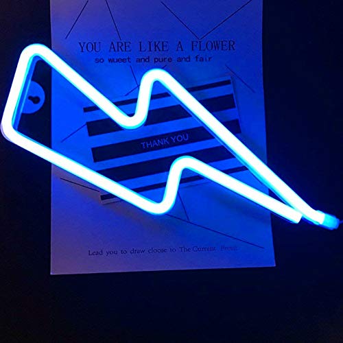 Lightning Bolt LED Neon Lamp - USB & Battery Powered Wall Decor Night Light for Bedroom, Party, Festival, and Home Decoration