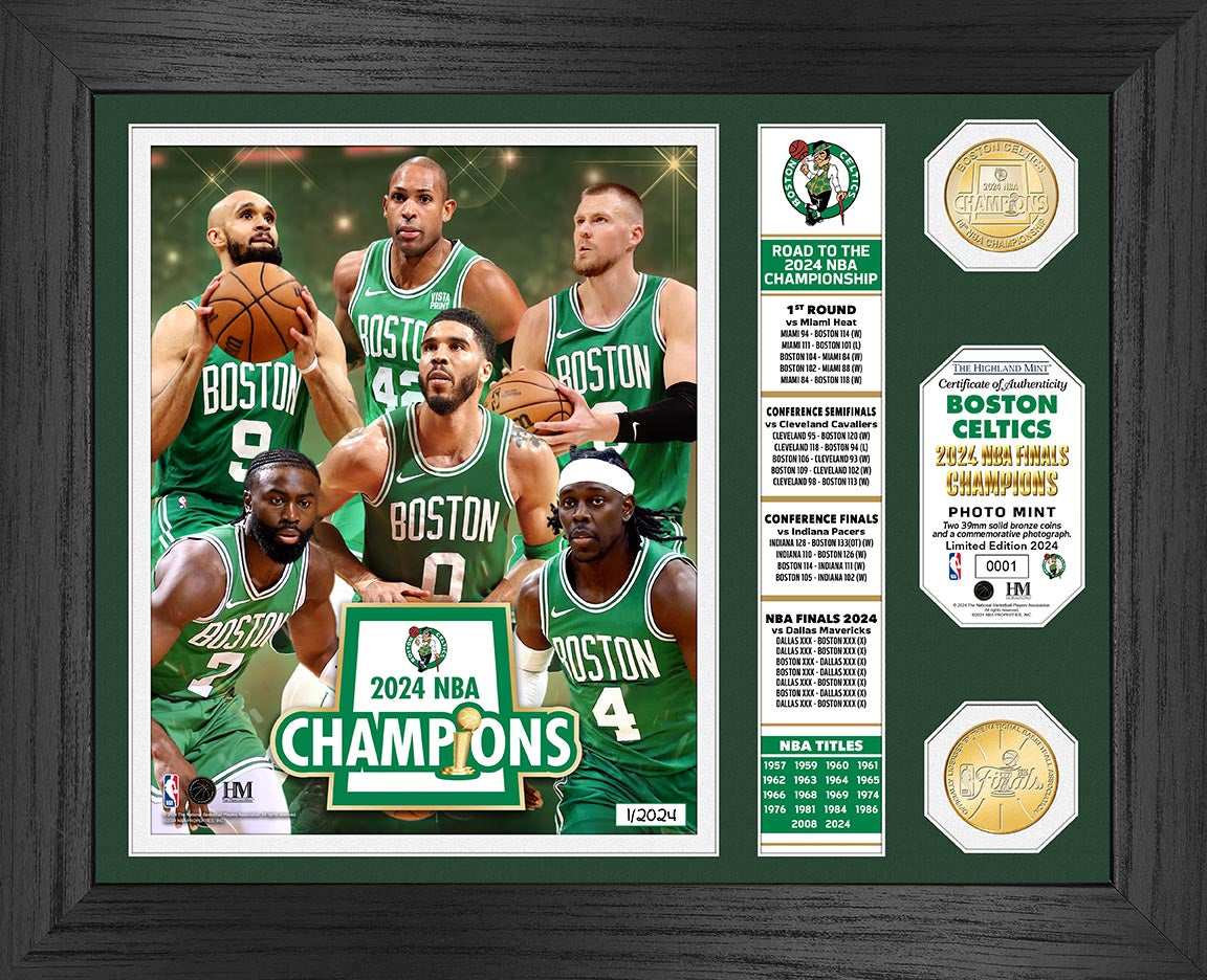 Boston Celtics 2024 NBA Champions Commemorative Bronze Coin & Photo Mint Set - Perfect for Sports Collectors, Celtics Fans, and Trophy Display