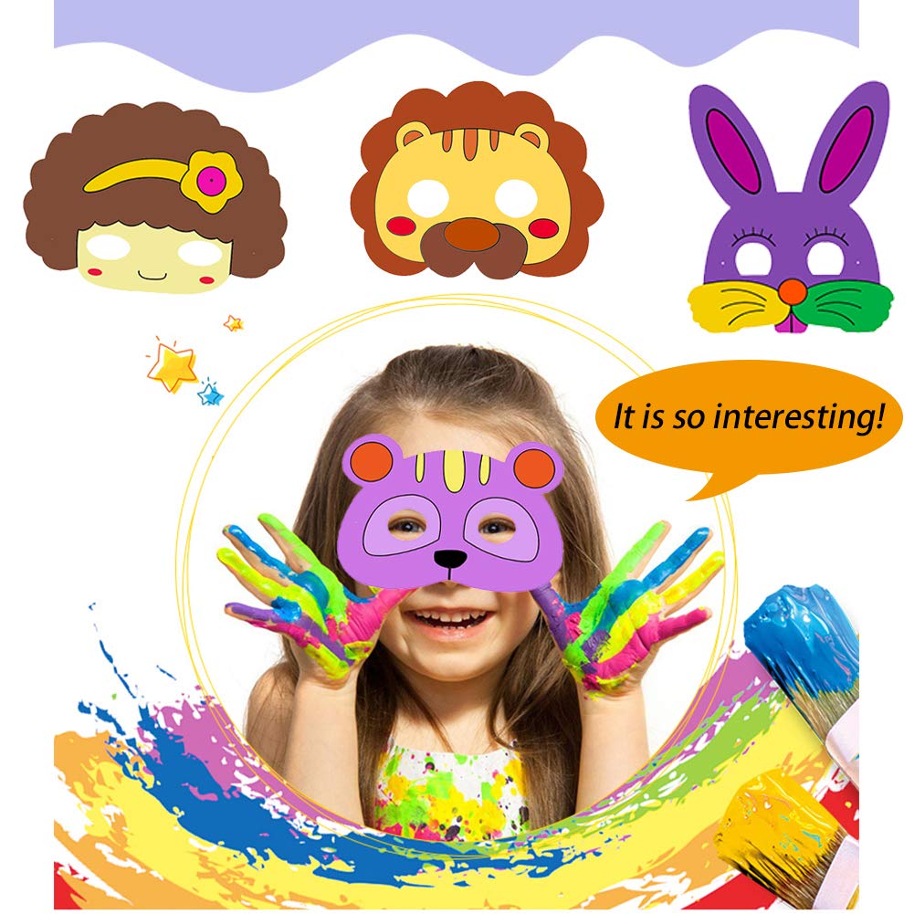 32 PCS DIY Animal Masks - Safari Jungle Party Favors for Kids Birthday & School Activities