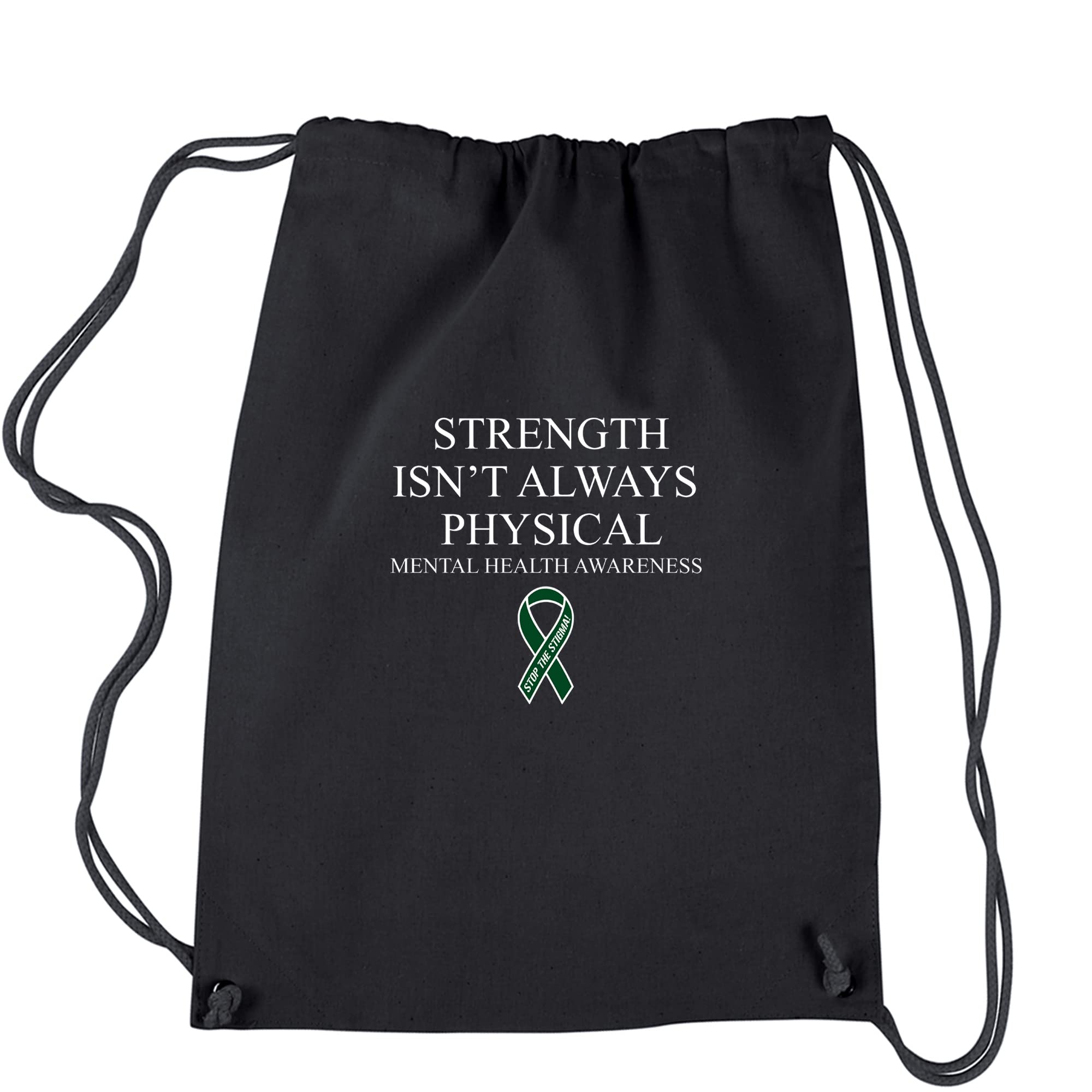 Mental Health Awareness Drawstring Backpack - Stop The Stigma Black Backpack for School, Gym & Everyday Use