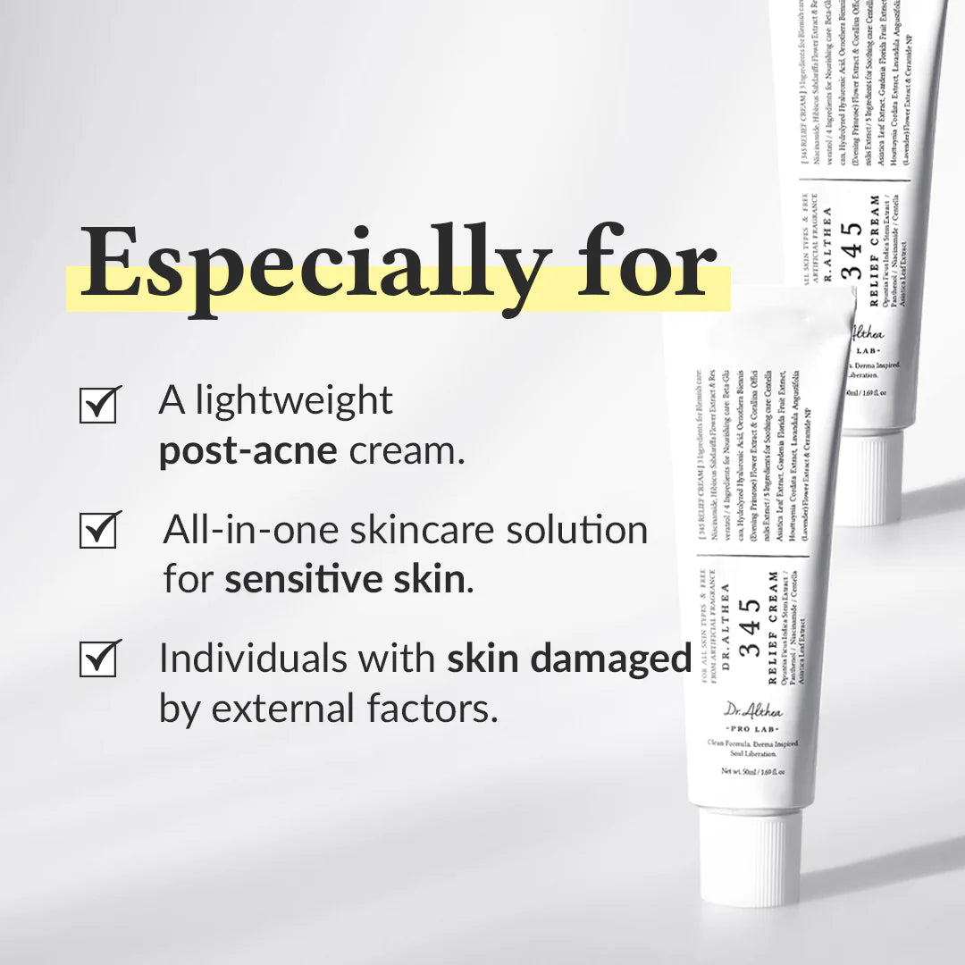 Dr. Althea 345 Relief Cream 50ml - Soothing Moisturizer for Dry, Irritated Skin - Perfect for Eczema, Psoriasis & Dermatitis Care