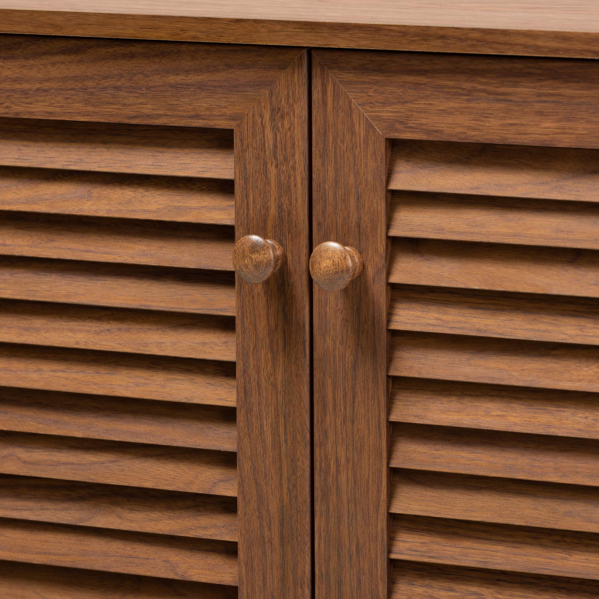 Baxton Studio Shoe Cabinet - Walnut Finish, Space-Saving Storage Organizer for Entryway, Hallway, or Closet - Perfect for Small Apartments and Homes