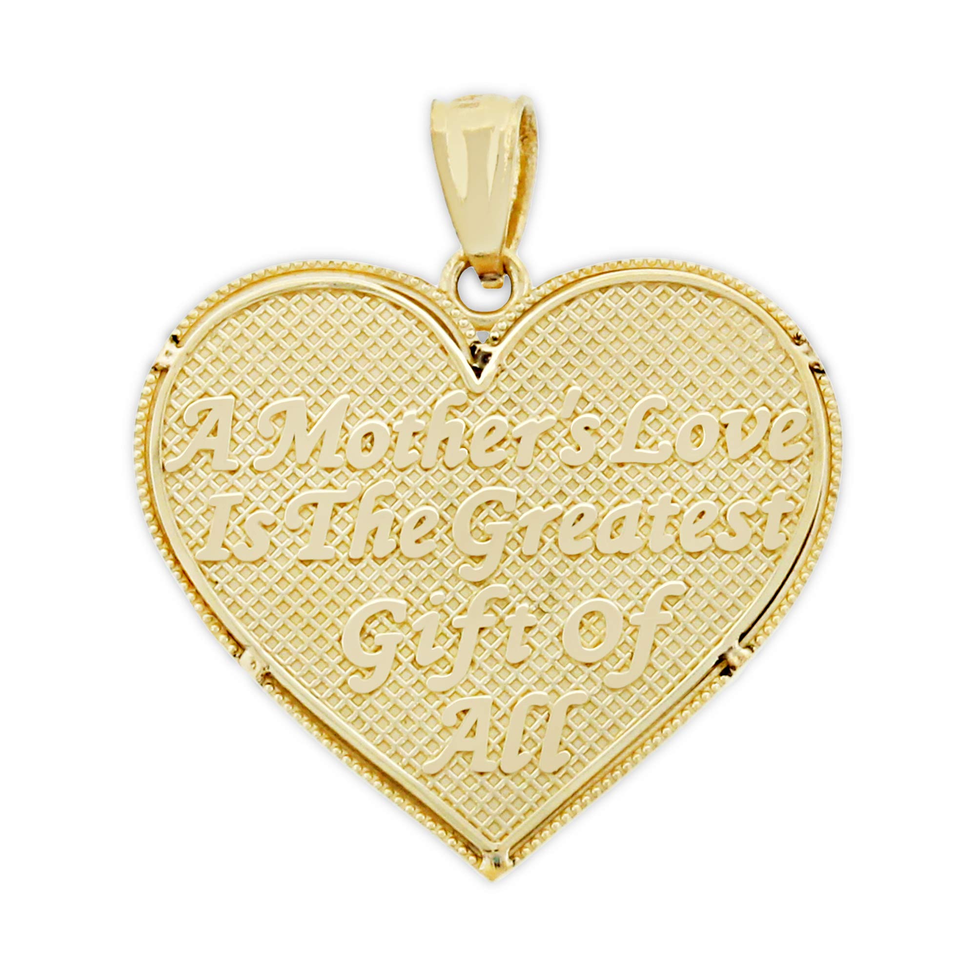 14K Solid Gold Heart Charm Pendant for Mom - Elegant Mother's Day Gift Jewelry - Perfect for Necklaces, Bracelets & Special Occasions