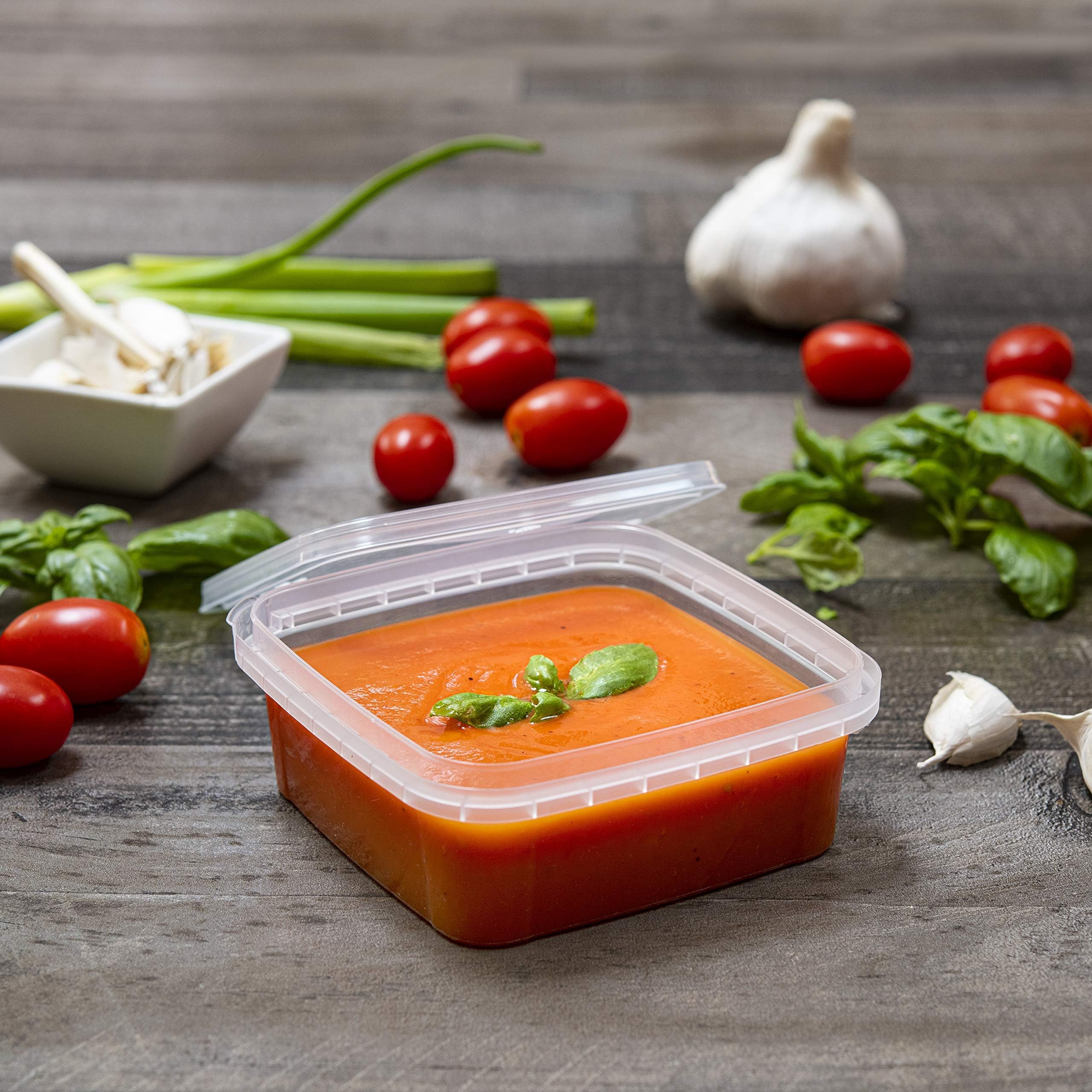 NYHI 8 oz 20 Pack Square Clear Deli Containers with Lids - BPA Free Disposable Plastic Food Storage Containers - Airtight for Meal Prep, Take Out & Kitchen Organization - Perfect for Restaurants, Catering & Home Use