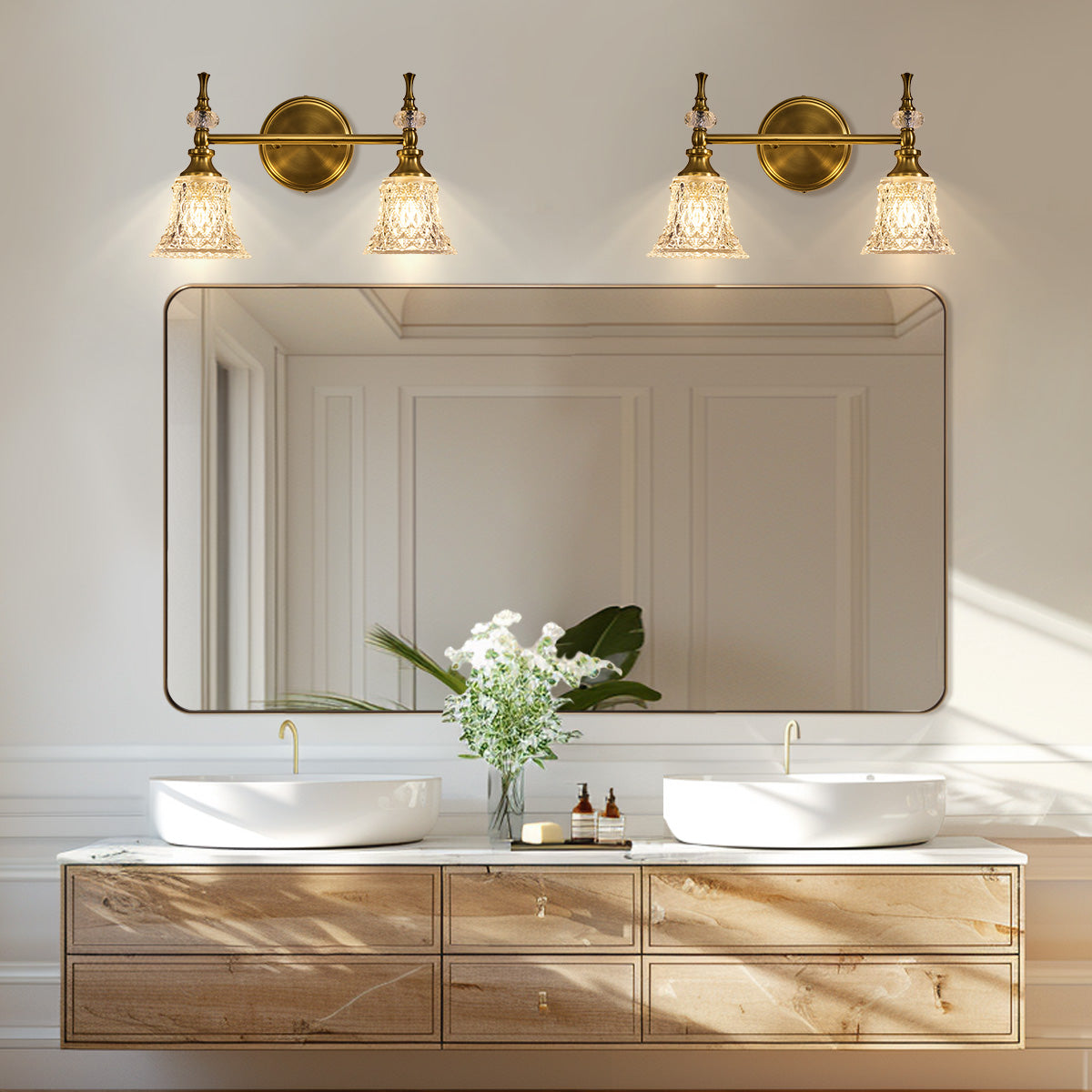 Modern Metal Rectangular Bathroom Wall Mirror - Horizontal or Vertical Hanging - Perfect for Vanity, Powder Room & Small Space Decor
