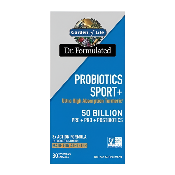 Dr. Formulated Probiotics Sport+ 50 Billion CFU - 30 Vegetarian Capsules for Digestive Health & Immune Support - Ideal for Athletes & Active Lifestyles