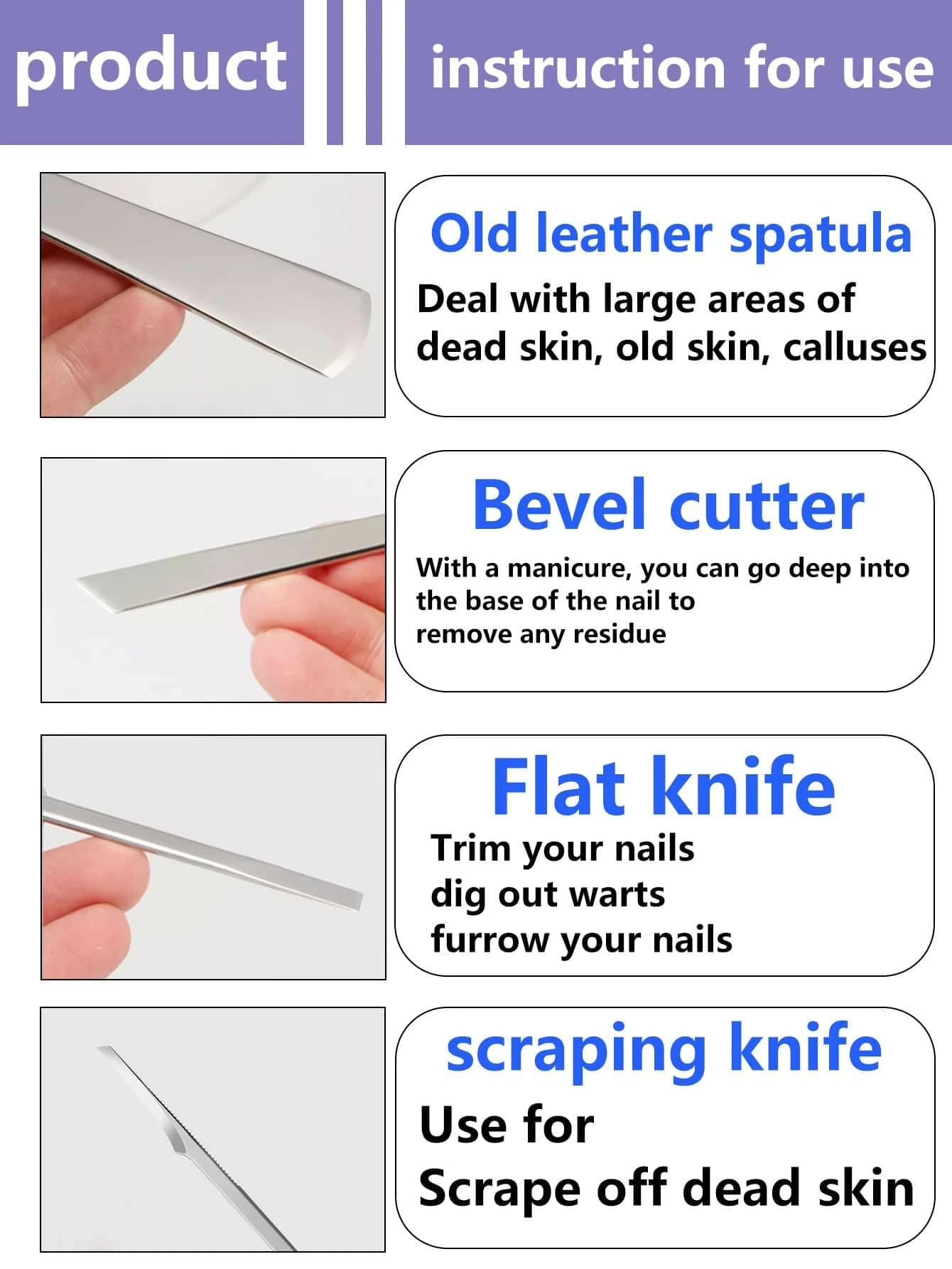 KLIFFOO Professional Pedicure Knife Set - 5-Piece Dead Skin & Callus Remover Kit with Sharp Blades for Feet Care, Ingrown Toenail Treatment, and Foot Repair - Perfect for Home Pedicures & Salon Foot Care