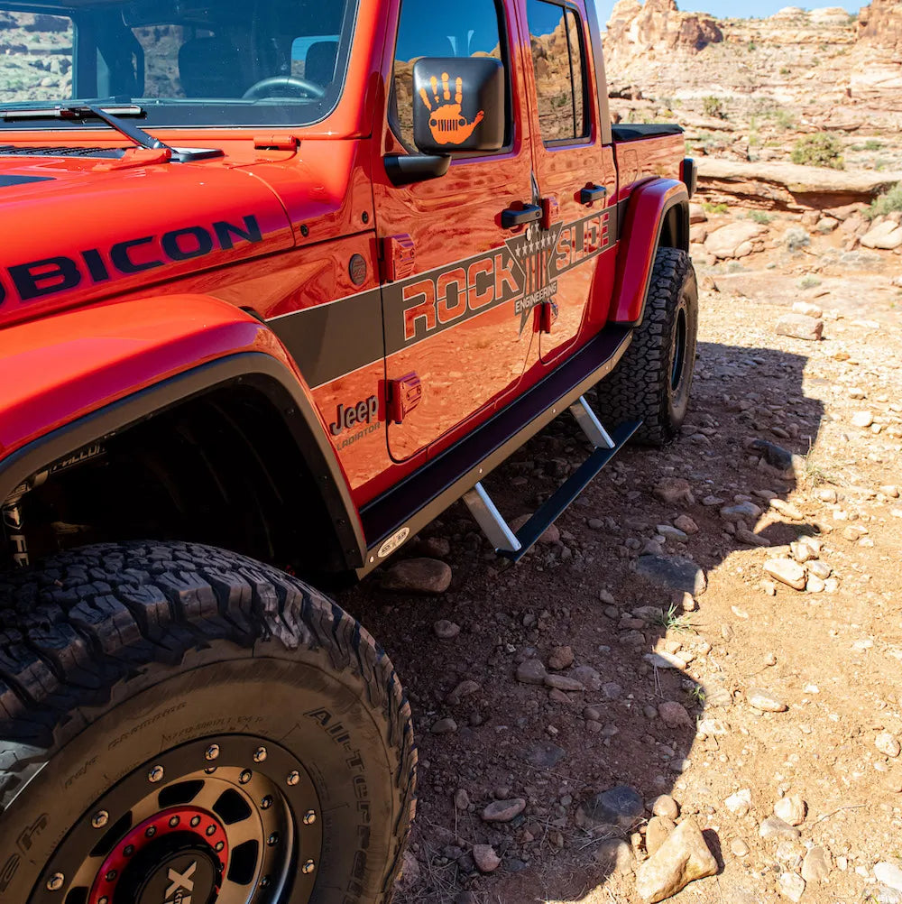 2024-2025 Jeep Gladiator JT Rock Slider Steps - 3rd Gen Heavy Duty Off-Road Side Steps by Rock Slide Engineering | Perfect for Trail Riding & Rock Crawling Adventures