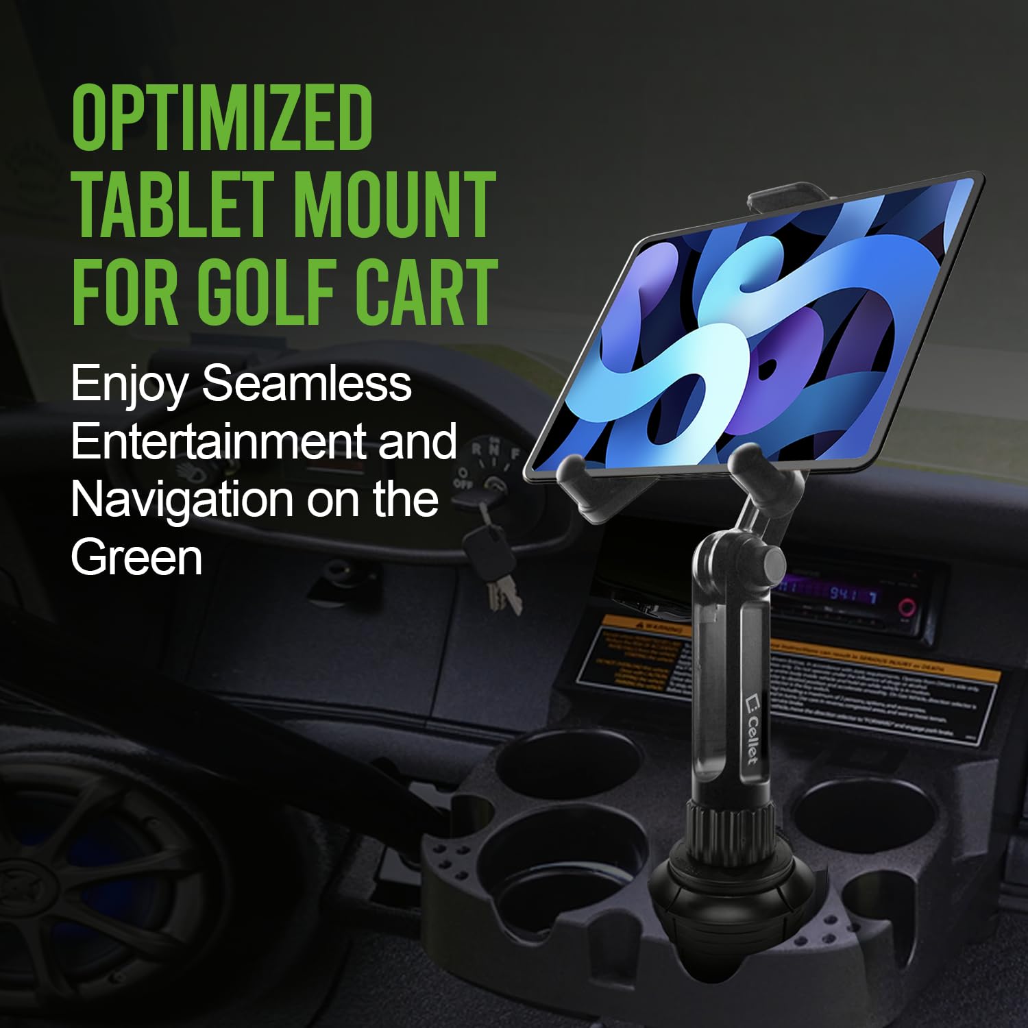 Universal Car Tablet Mount with Cup Holder Base - Compatible with Apple iPad, iPad Pro, Air, Mini | Samsung Galaxy | Google Pixel | Amazon Kindle Fire & Smartphones - Perfect for Road Trips, Uber/Lyft Drivers & Backseat Entertainment