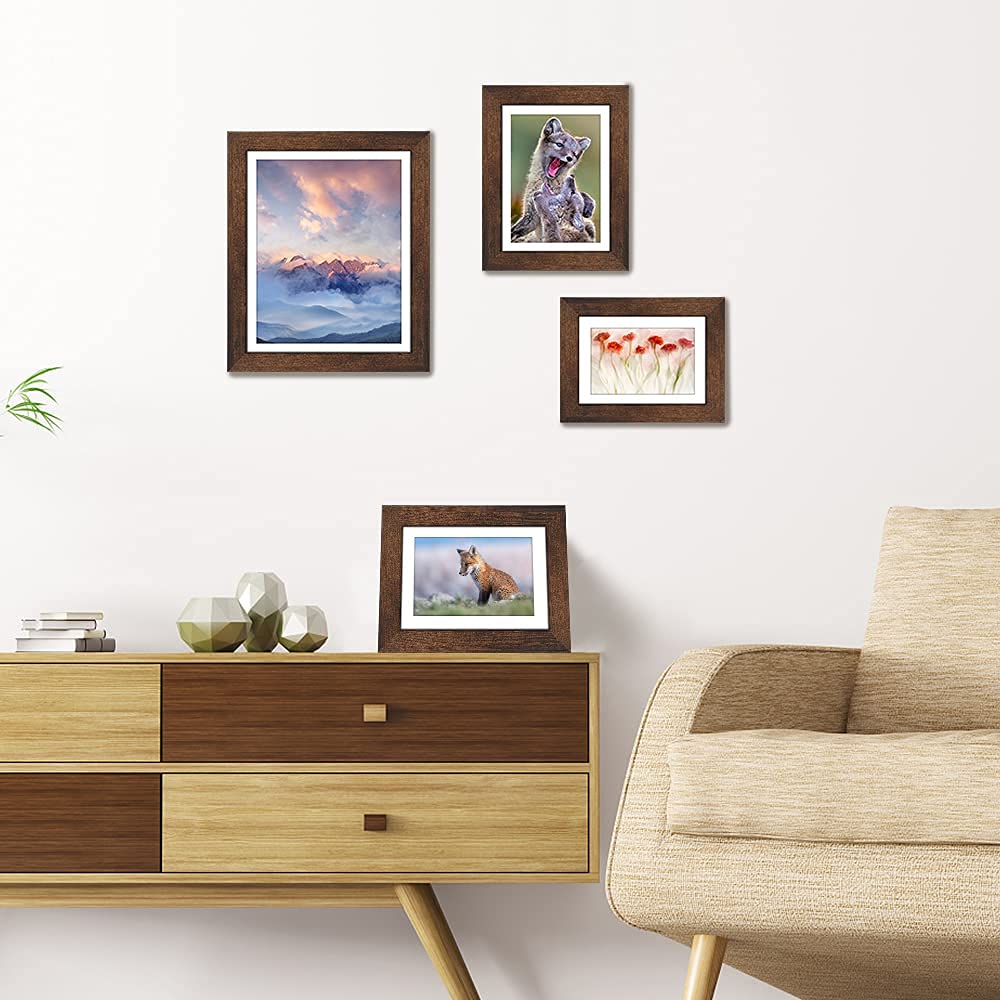 4x6 Picture Frames Set of 4 - Black Wooden Photo Frames for Wall or Tabletop Display - Perfect for Family Photos, Wedding Pictures, and Home Decor