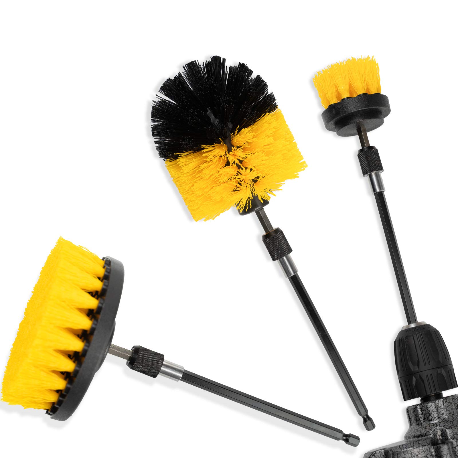 4 Pack Auto Detailing Drill Brush Set - Car Wheel Cleaner Brush & Power Scrubber Kit for Tires, Mats, Bathroom - Perfect for Car Wash, Floor Cleaning & Auto Detailing Accessories