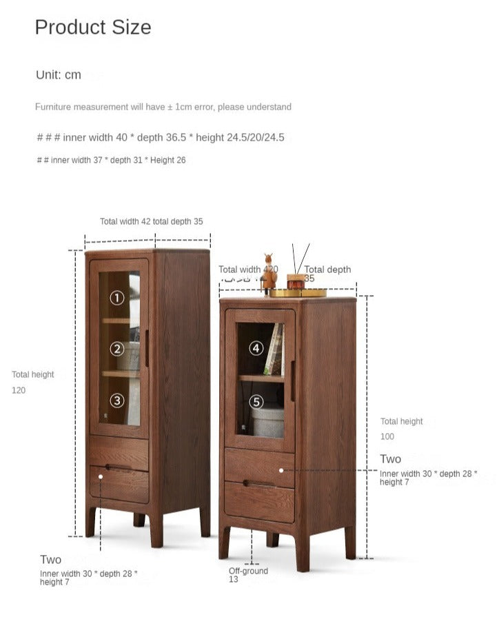 Solid Oak Wood Side Cabinet - Rustic Display Storage Shelf for Living Room, Bedroom & Entryway - Perfect for Home Decor & Organizing Books, Plants & Decorations