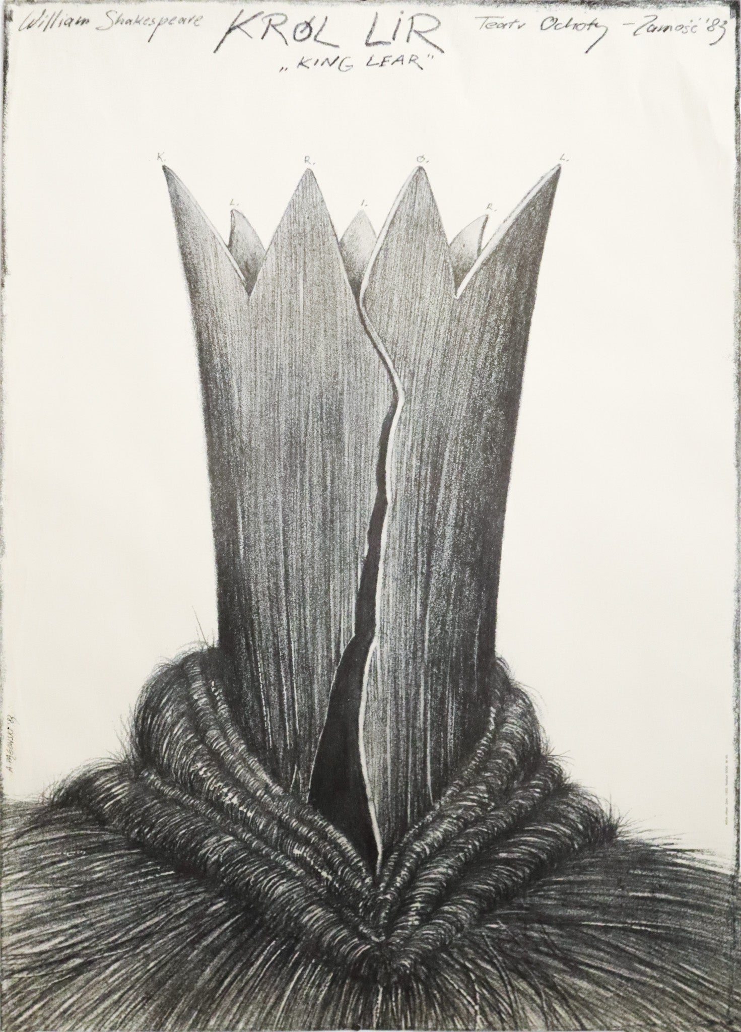 1983 Polish Theater Poster - Krol Lir (King Lear by William Shakespeare) by Pagowski | Vintage Collectible Art for Home Decor & Theater Lovers