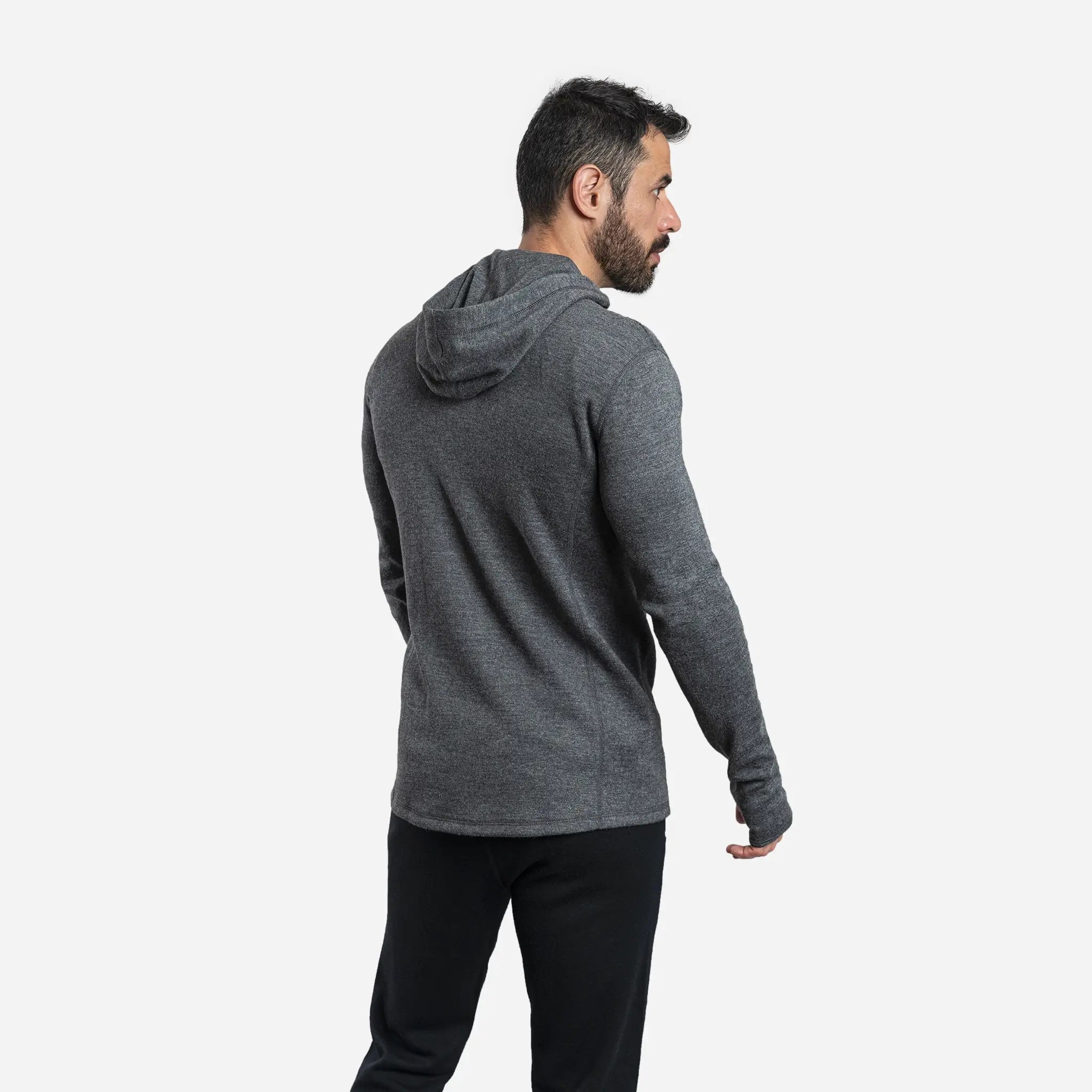 Men's Alpaca Wool Hoodie Jacket - 420 Midweight Full Zip Fleece Pullover for Outdoor Hiking & Winter Travel
