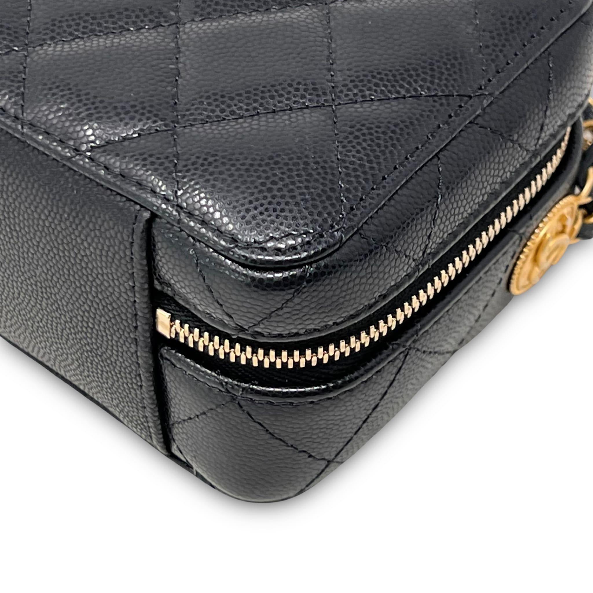 Chanel Black Caviar Leather Twist Your Buttons Camera Crossbody Bag - Perfect for Date Night & Evening Events
