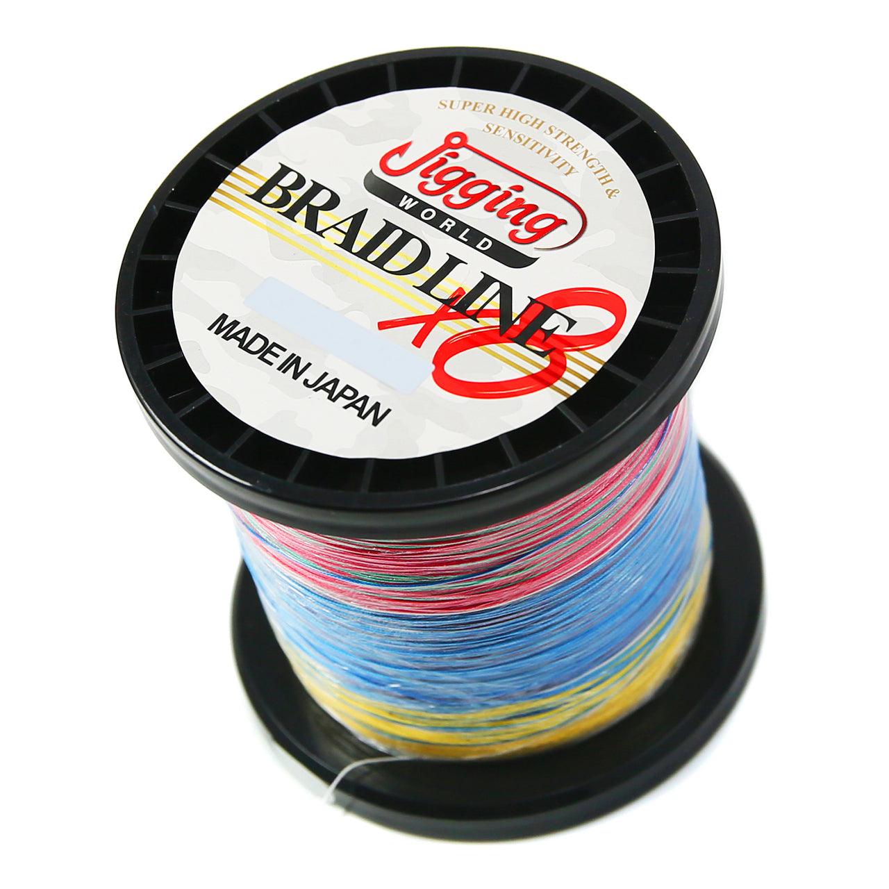 Jigging World X8 High-Visibility Multicolor Braided Fishing Line - Durable & Strong for Saltwater & Freshwater Fishing - Perfect for Jigging, Casting & Trolling