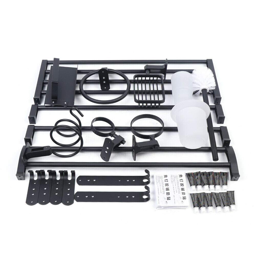 9-Piece Modern Aluminum Bathroom Hardware Set - Towel Bar, Shelf & Wall Mount Holder - Complete Toilet Accessories for Bathroom & Lavatory (US Stock) - Perfect for Modern Homes, Apartments & Guest Bathrooms