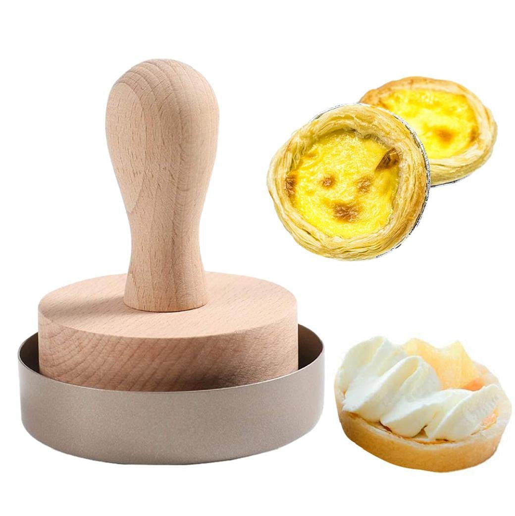 NIDONE Wooden Tart Press Tool - Egg Tart Pusher for DIY Baking, Dough Press & Pastry Tamper - Premium Wood Tart Mold for Perfect Homemade Desserts - Ideal for Tarts, Pies & Pastry Making