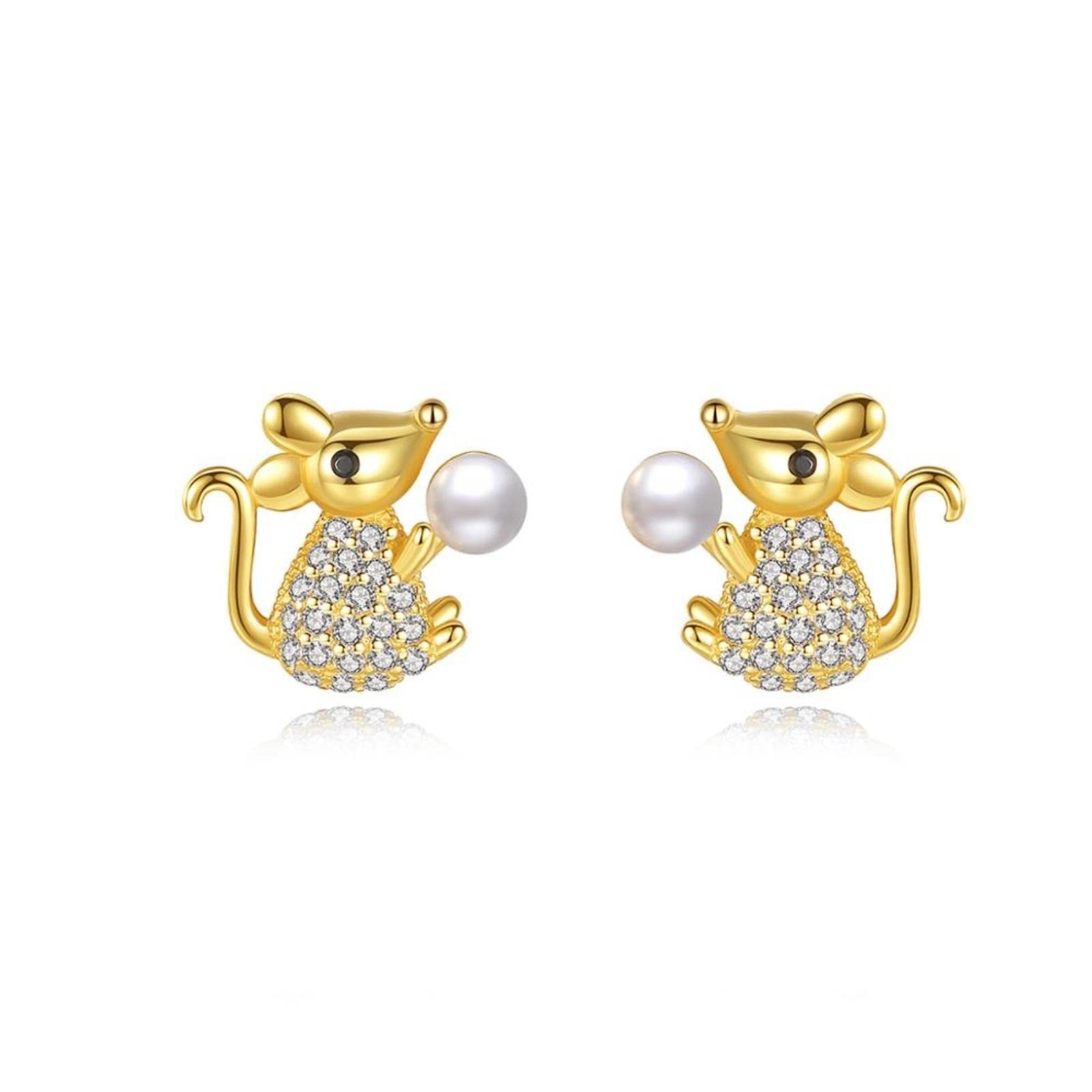 Cute Animal Stud Earrings - Genuine 925 Sterling Silver Little Mouse Ball Earrings for Women | Hypoallergenic Fine Jewelry Gift Set | Perfect for Everyday Wear, Date Nights & Special Occasions