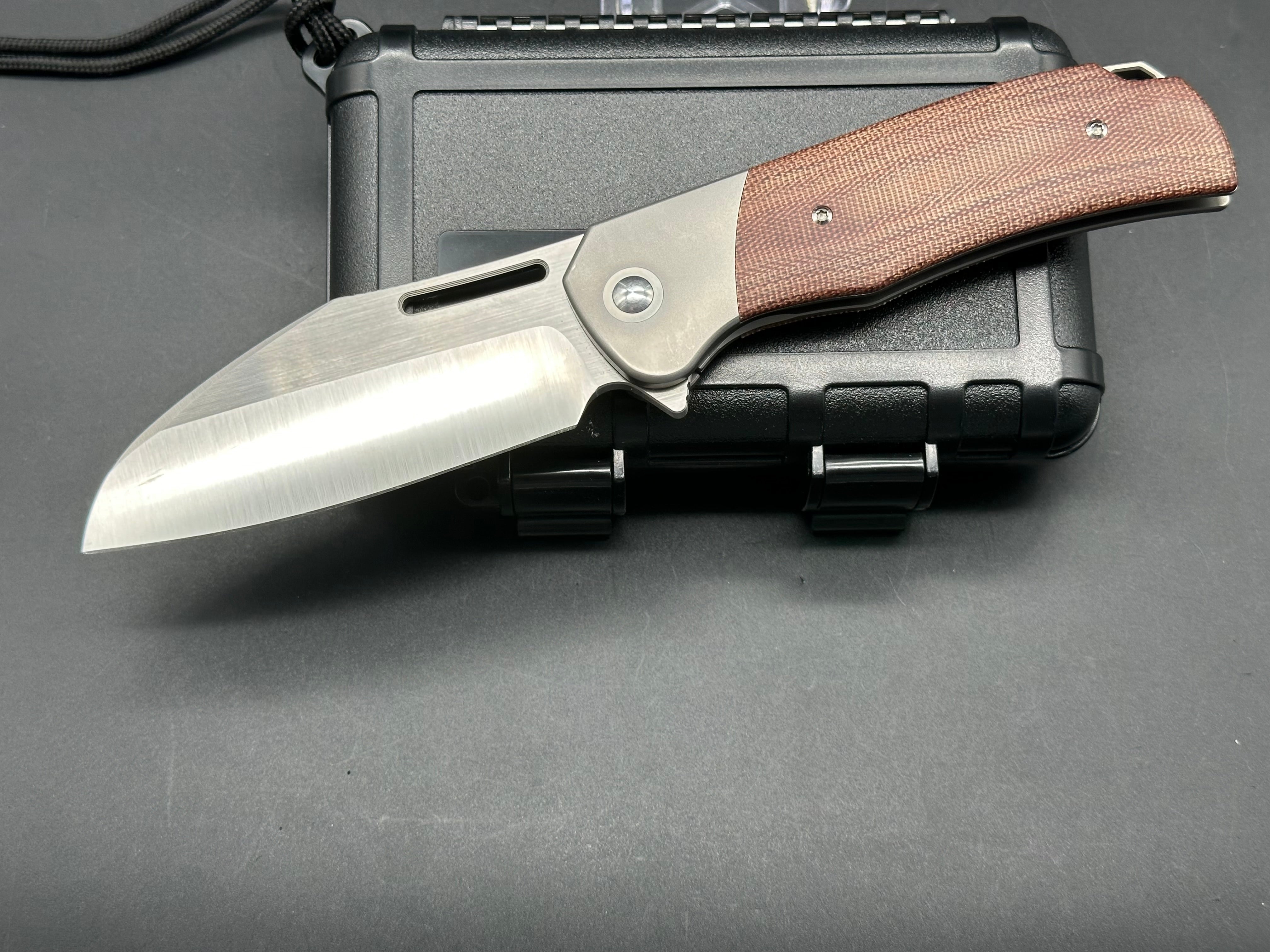 Renegade Gungnir Titanium Folding Knife with Micarta Handle - Premium M390 Steel Blade for Outdoor, Camping, and EDC Use
