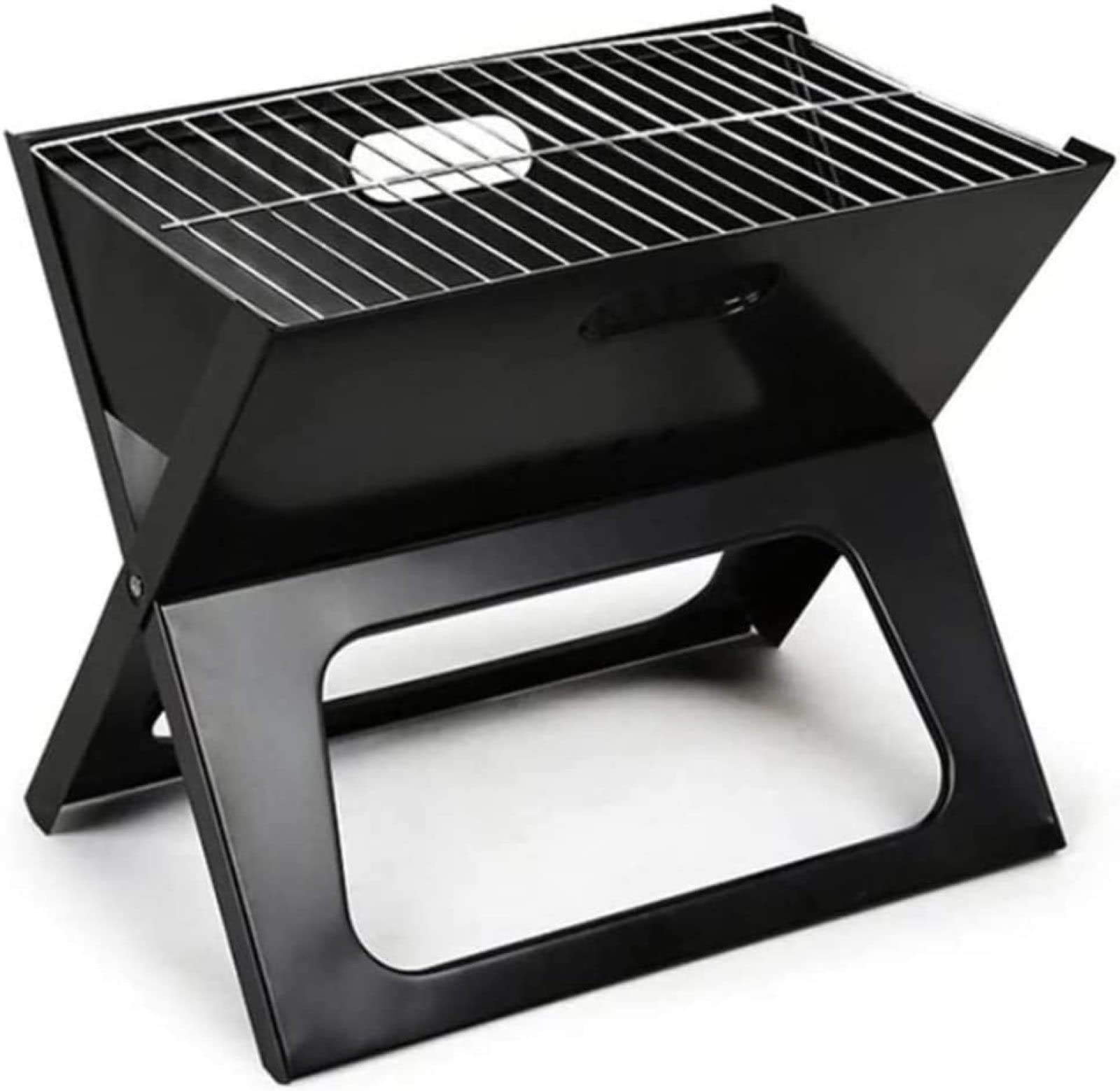 MVDECOR Portable Charcoal Grill - Small Folding BBQ Grill Stainless Steel for Camping, Picnics, Beach & Backyard | Compact Outdoor Cooking for Tailgates, RV Trips & Garden Parties (Black)