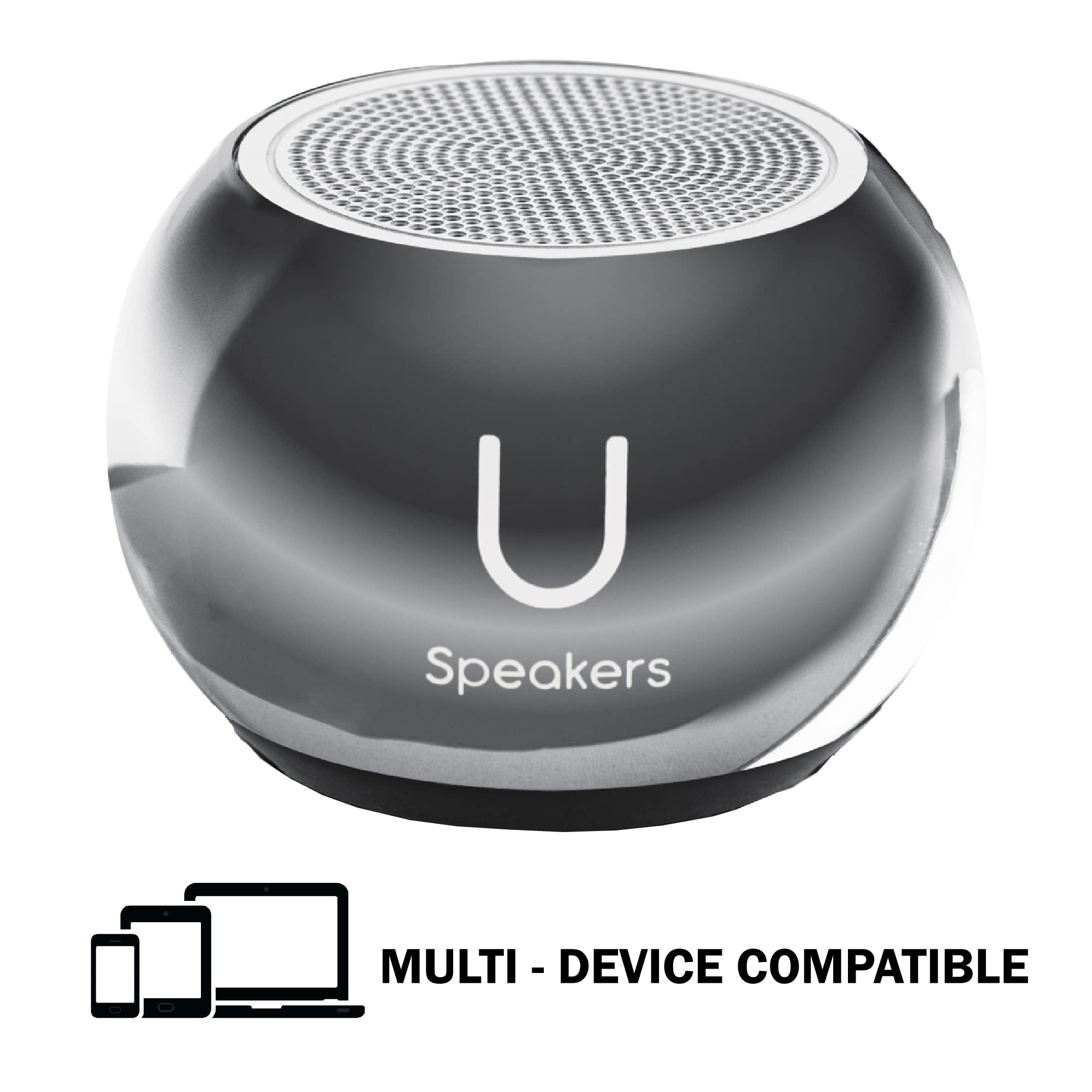 Mini Bluetooth Computer Speaker 2-Pack with Built-in Mic & Selfie Remote - Wireless Portable Speakers for Workspace, Desktop, Laptop, Tablet & PC - Perfect for Home Office, Gaming & Video Calls (Mirror Hematite)