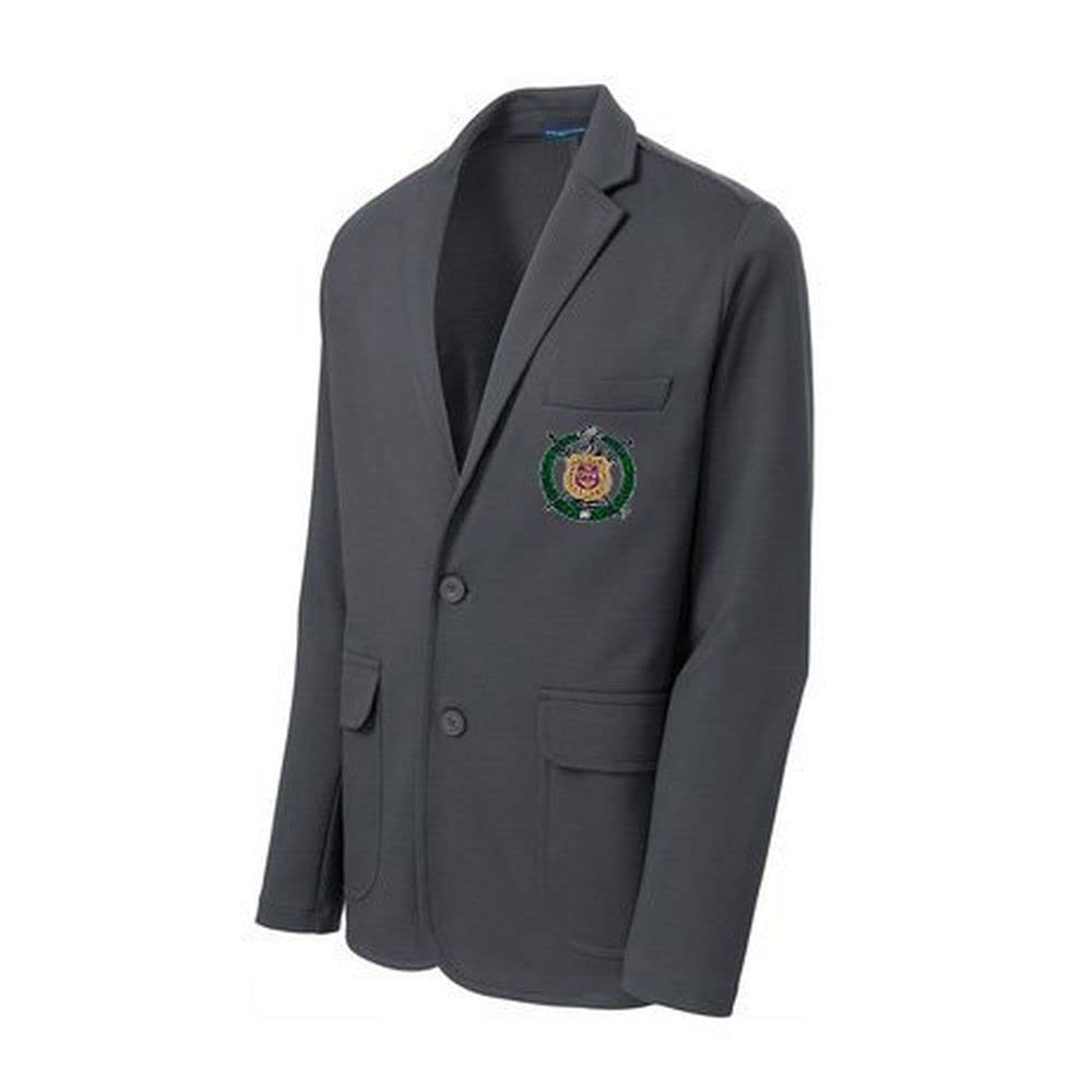 Omega Psi Phi Fraternity Crest Embroidered Shield Blazer - Official Greek Letter Organization Jacket for Brotherhood Events, Graduation & Formal Occasions