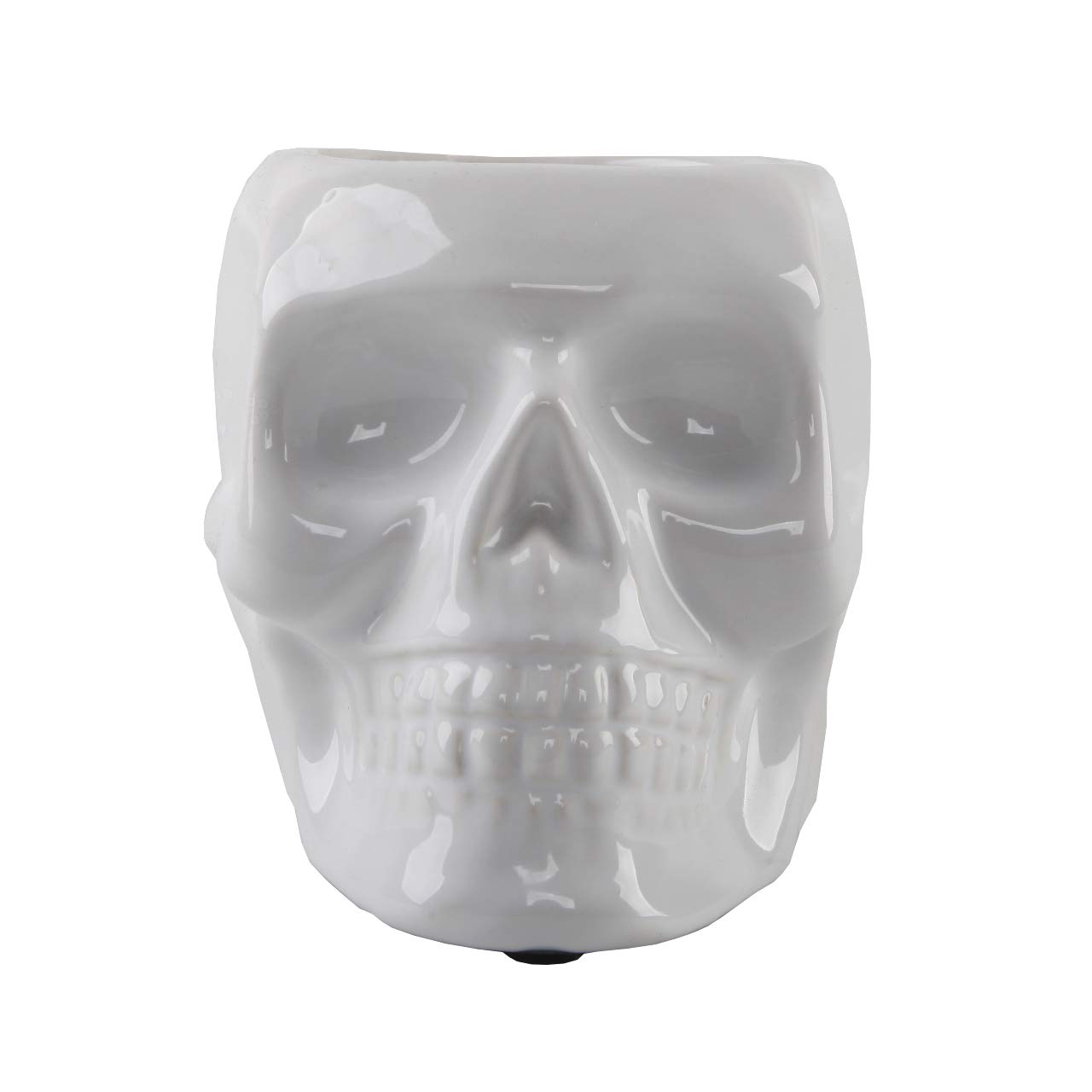 Flora Bunda 4.5 Inch White Ceramic Sugar Skull Planter - Perfect for Succulents, Cacti & Small Plants | Home Decor, Dia de Los Muertos Celebration Gift