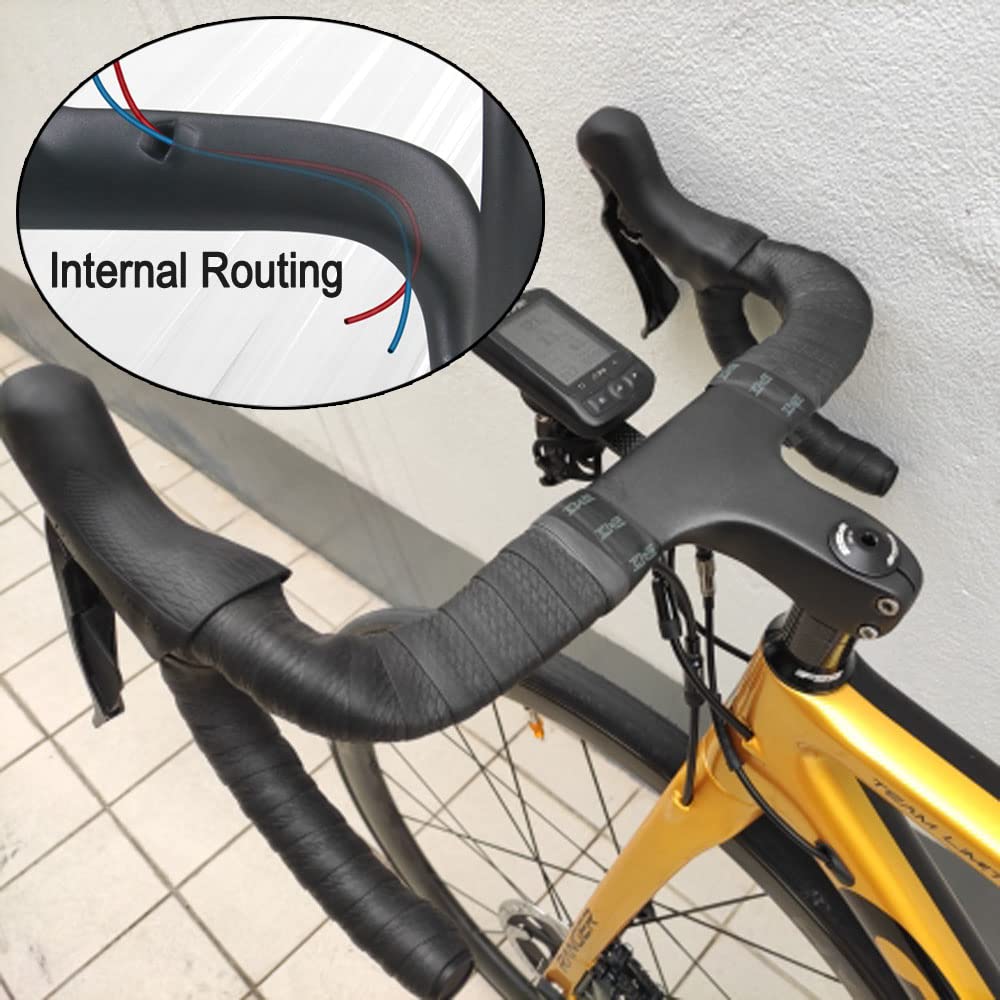 Premium Carbon Fiber Road Bike Handlebar - 40/42/44cm UD Matte Aero Design for Speed & Performance | Lightweight Integrated Handlebars for Road Cycling, Racing & Training (440x110mm)