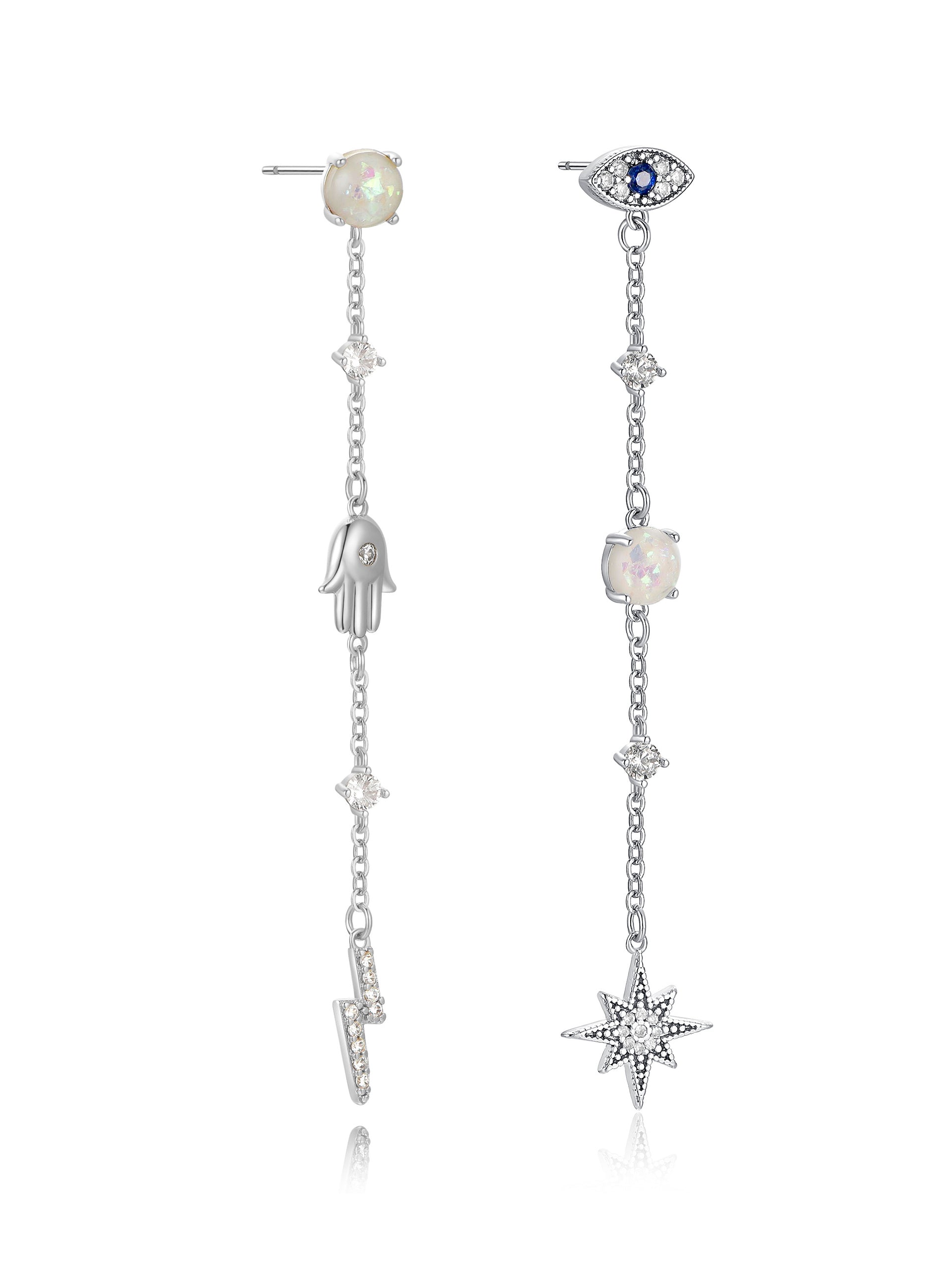 Opal Dangle Earrings with Charms - Elegant Bohemian Jewelry for Women - Perfect for Parties, Weddings & Everyday Wear