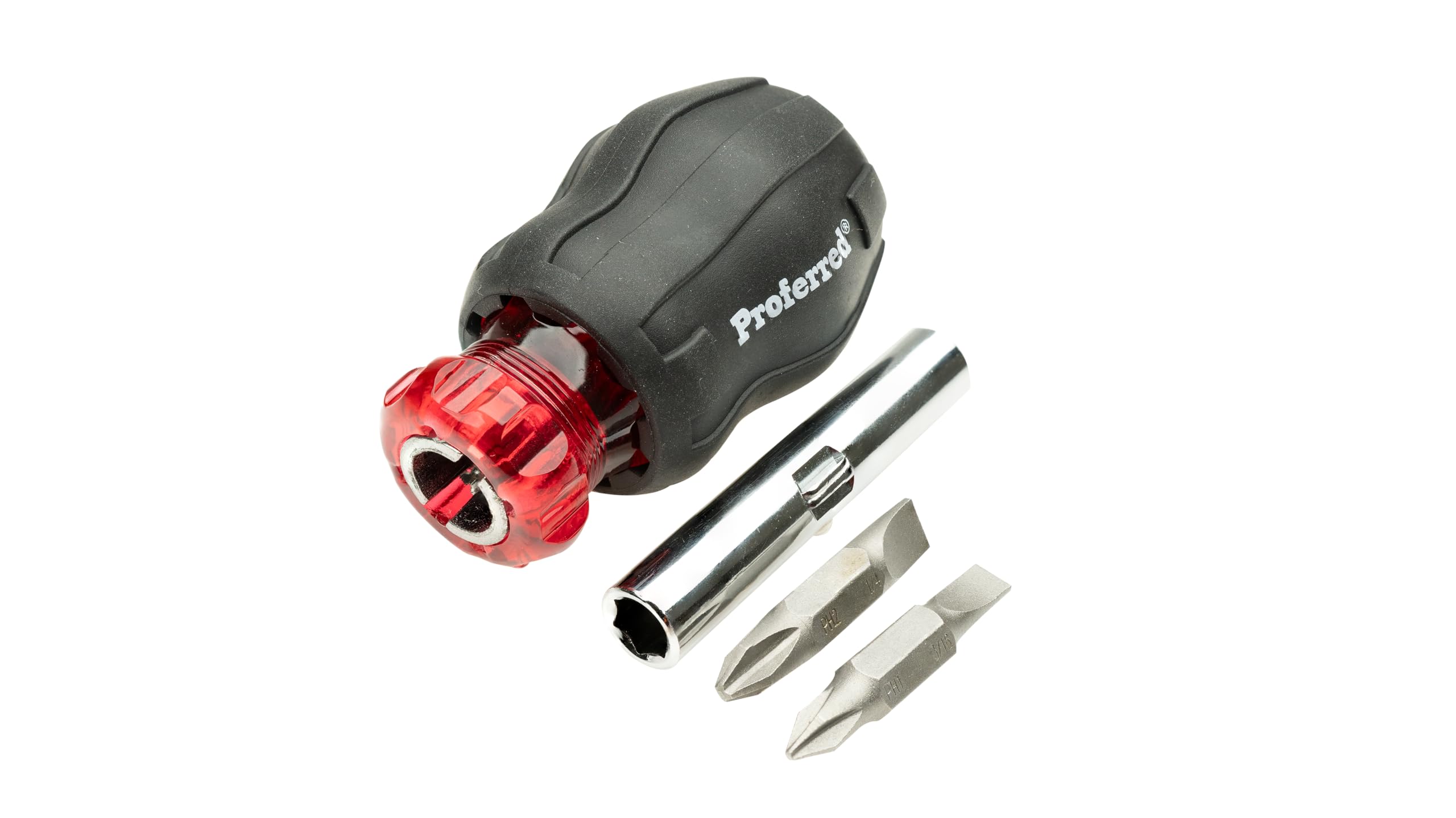 Proferred T29001 5-in-1 Interchangeable Bit Stubby Screwdriver Set - Perfect for Electronics Repair, DIY Projects & Tight Spaces