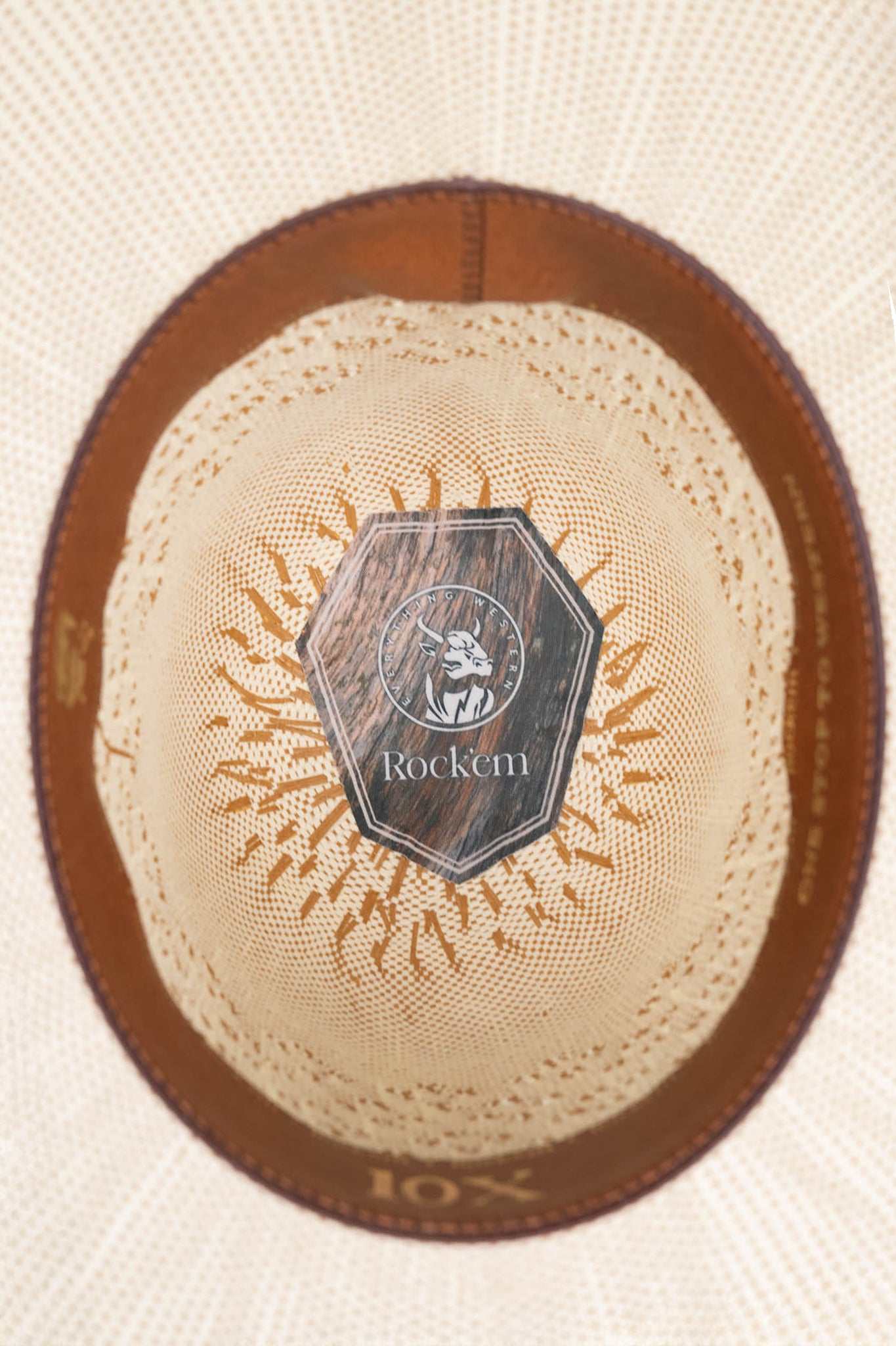 Rock'em 10X Weston Open Crown Straw Hat for Men - Western Cowboy Sun Protection Hat for Outdoor, Rodeo, and Ranch Activities