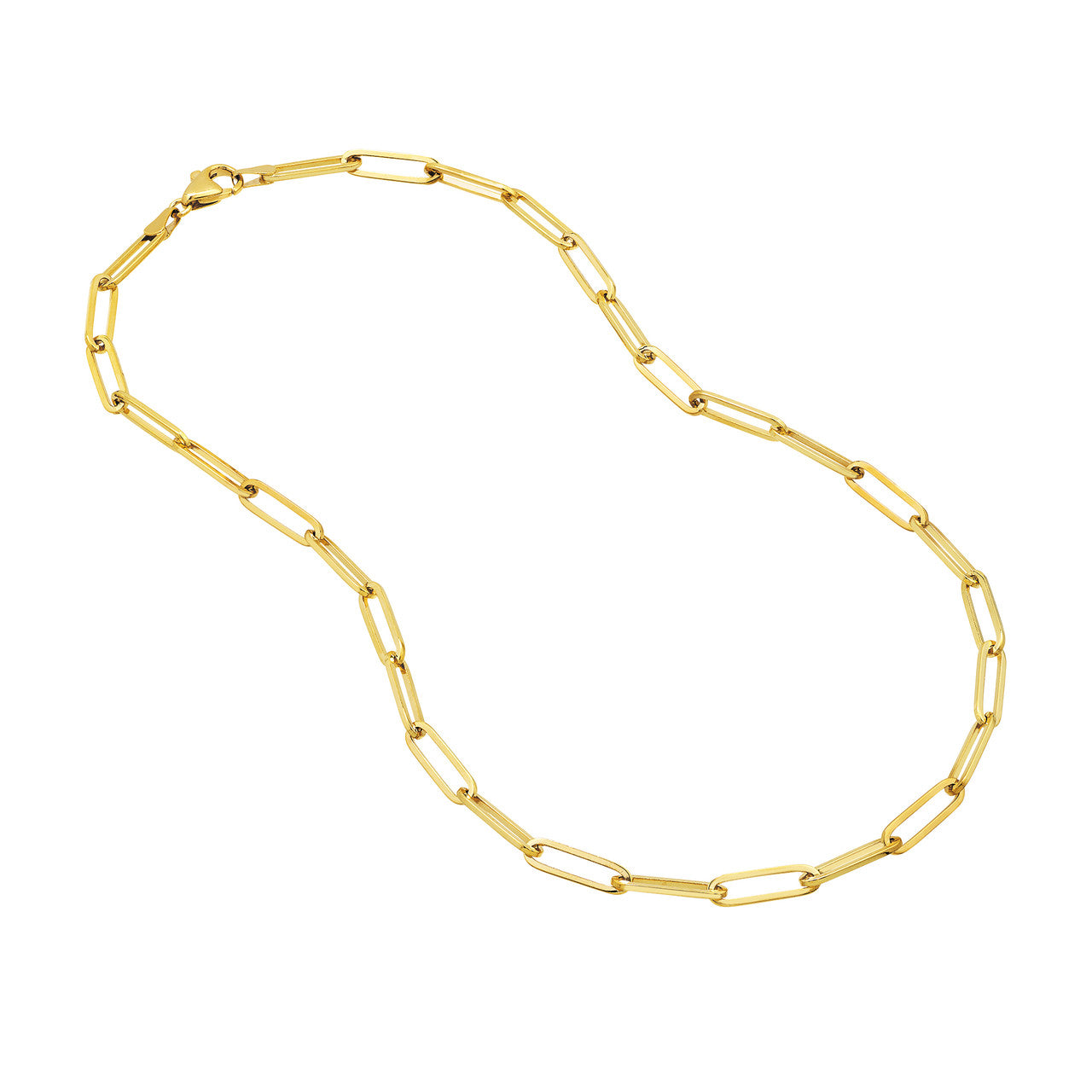 14K Yellow Gold 5mm Elongated Link Chain Necklace for Women - Elegant Layered Necklace for Everyday Wear, Gift Giving & Special Occasions