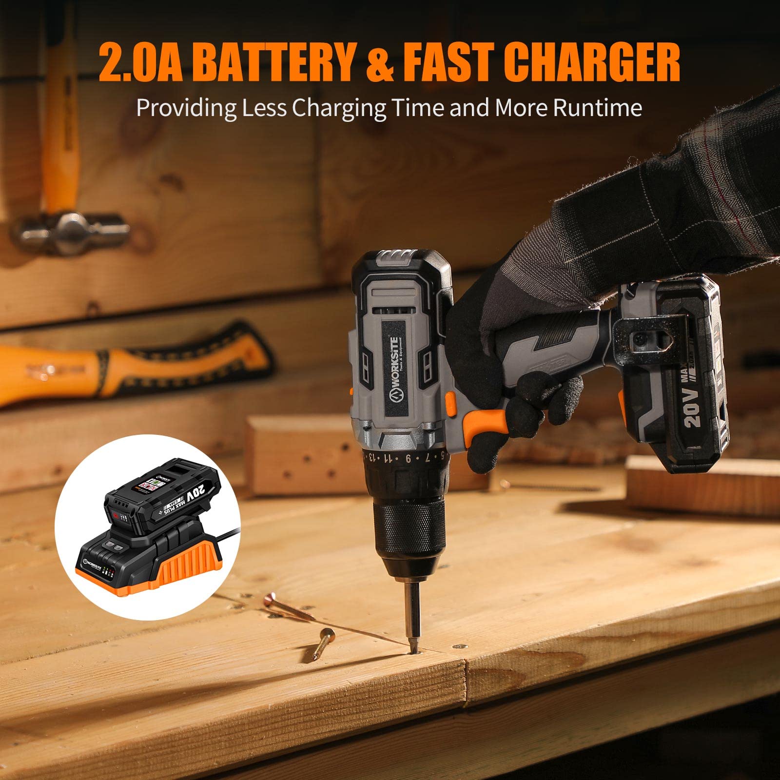 **20V Cordless Drill Driver Kit with 1/2