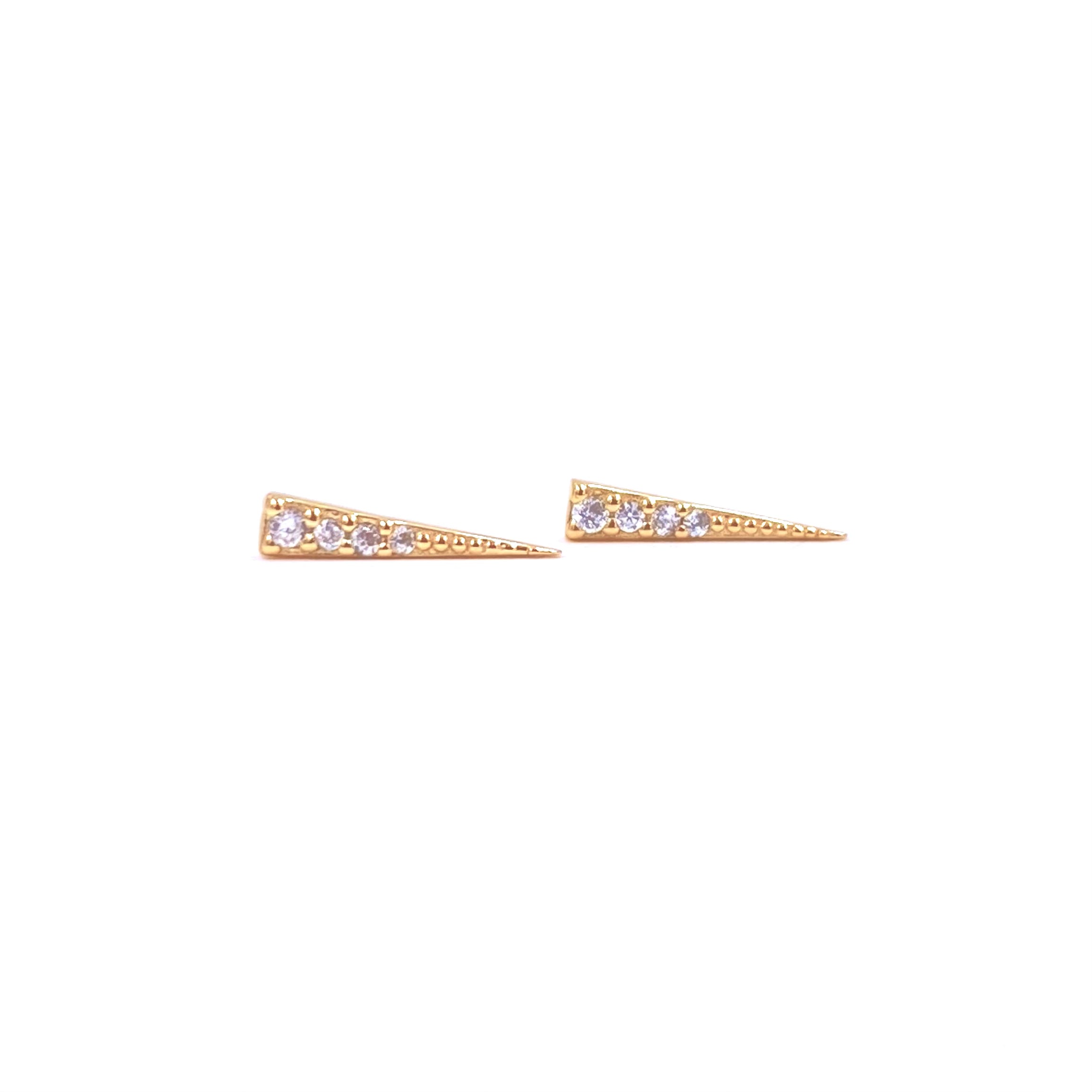 Sterling Silver Gold Plated 4 CZ Spike Stud Earrings for Women - Elegant Fashion Jewelry for Parties, Dating & Everyday Wear