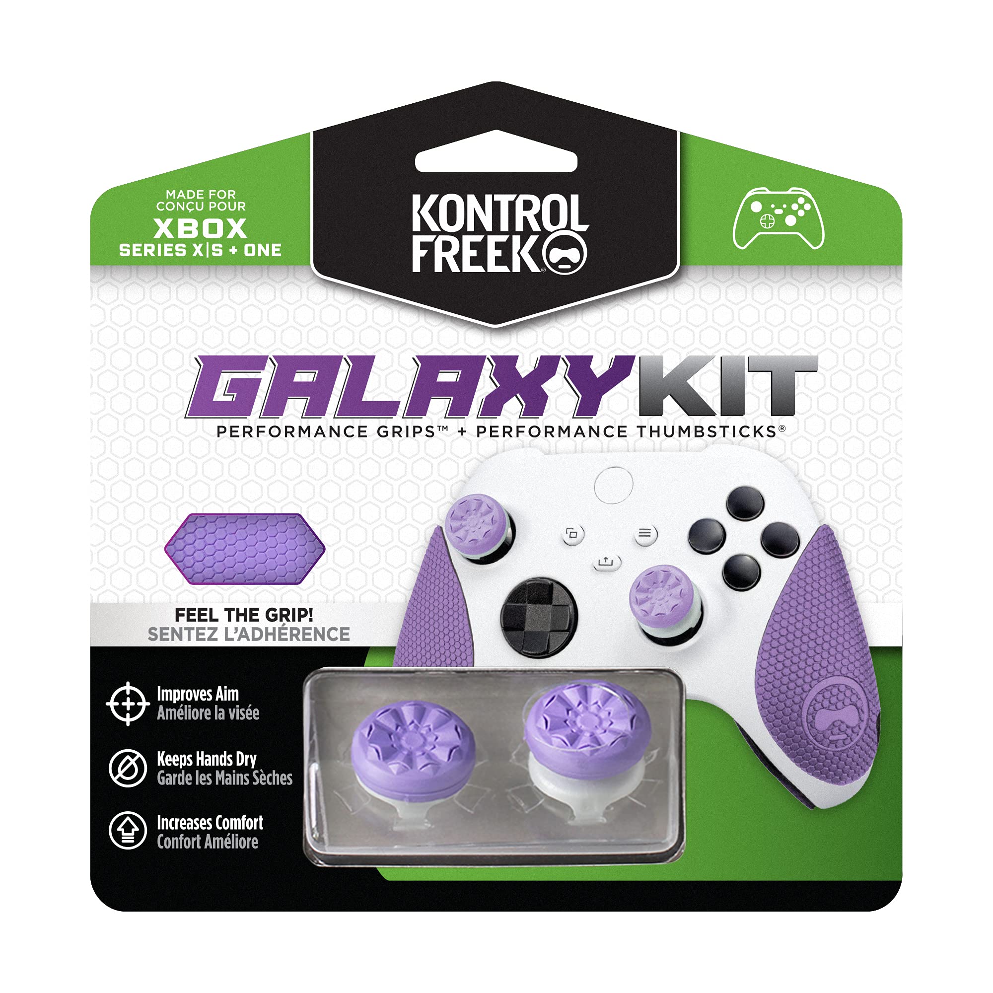 KontrolFreek FPS Freek Galaxy Performance Thumb Grips for Xbox One & Series X Controllers - Enhanced Grip & Precision for Gaming - Purple Performance Kit (Perfect for FPS, Racing & Competitive Gaming)