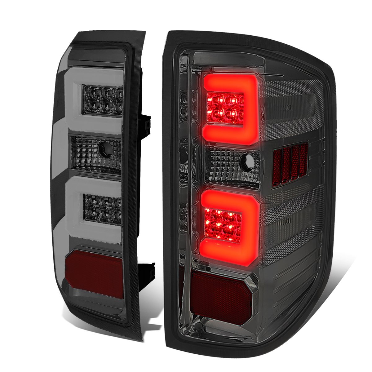 Auto Dynasty Dual 3D LED Tail Lights Brake Lamp for 2014-2019 Chevy Silverado 1500/2500HD/3500HD - Driver & Passenger Side, Chrome Housing Smoke Lens - Upgrade Your Truck's Style & Safety for Night Driving & Towing